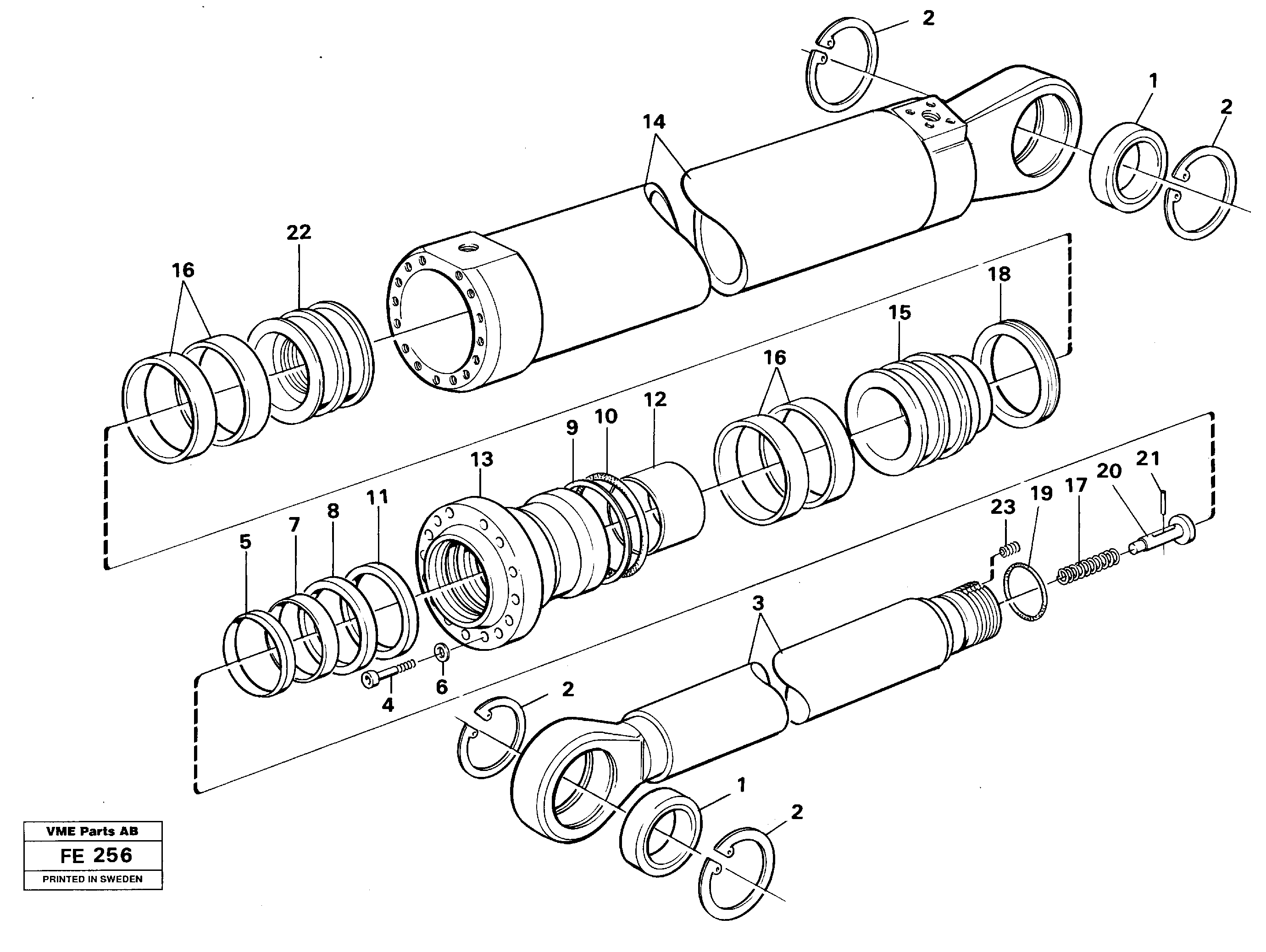 Dipper cylinder, backhoe dipper  14257558 — volvo parts diagram