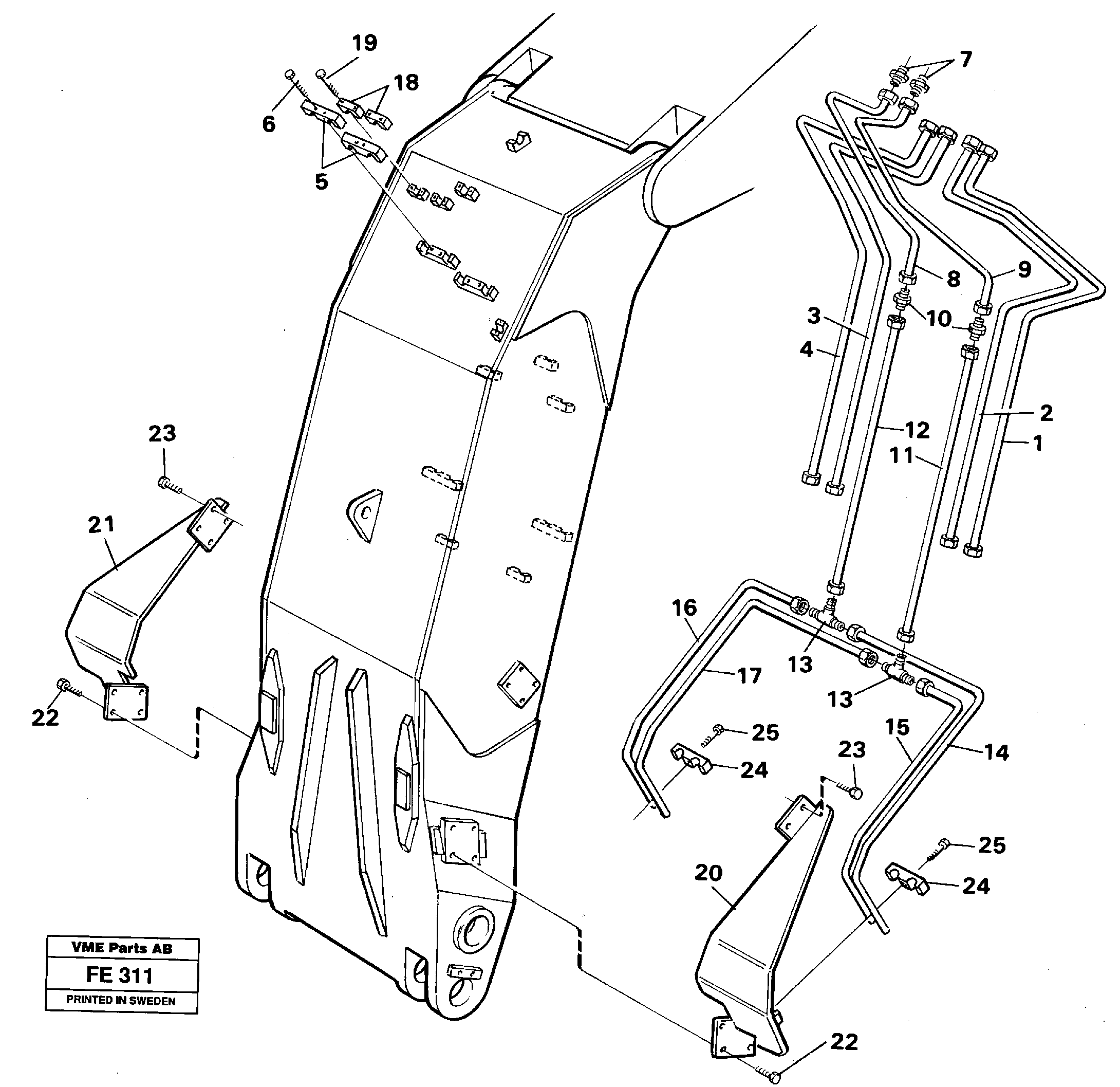 Hydraulic system, dipper arm, face shovel equipment  14258436 — volvo parts diagram