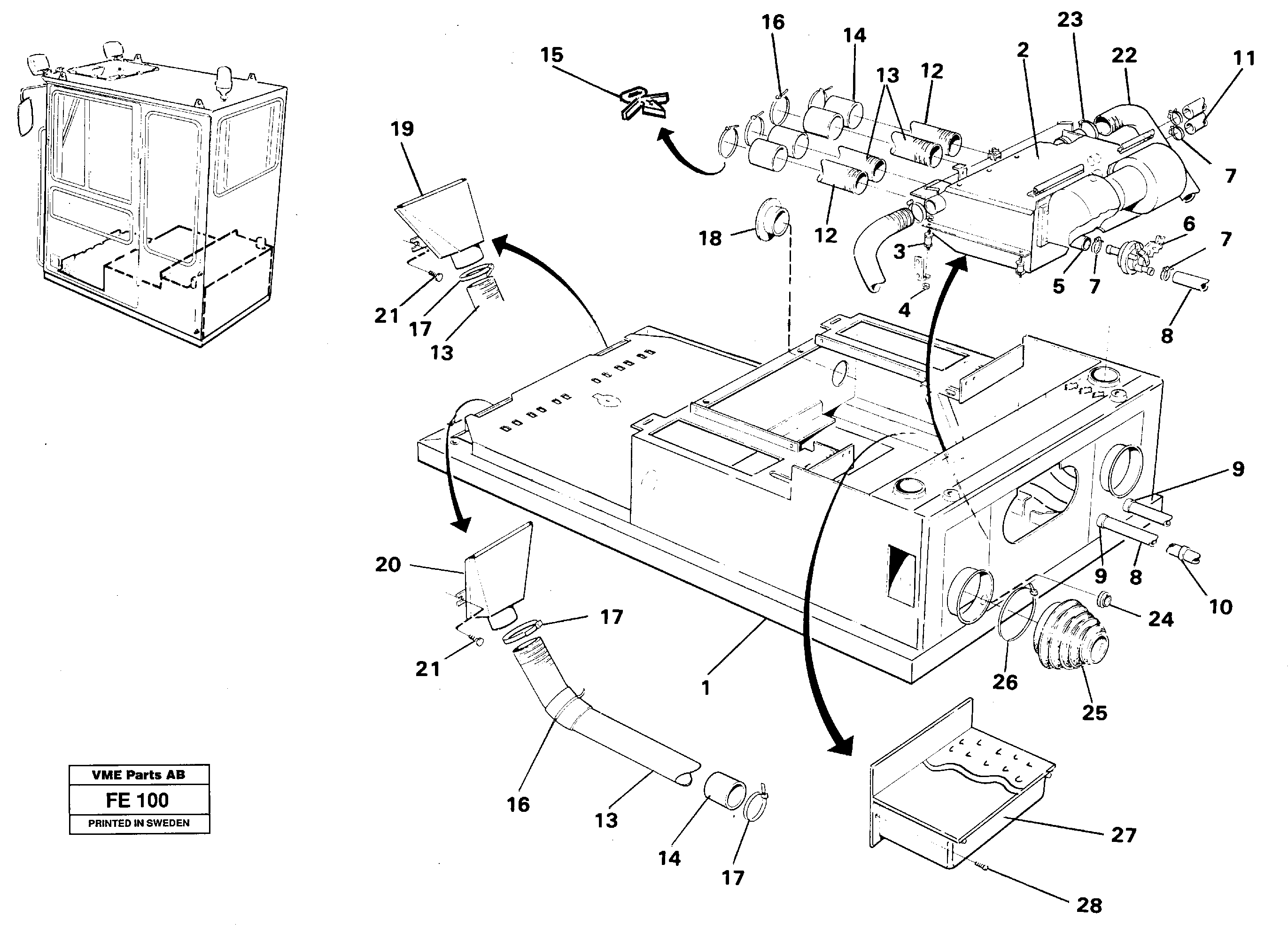 Radiator with fitting parts — volvo parts diagram