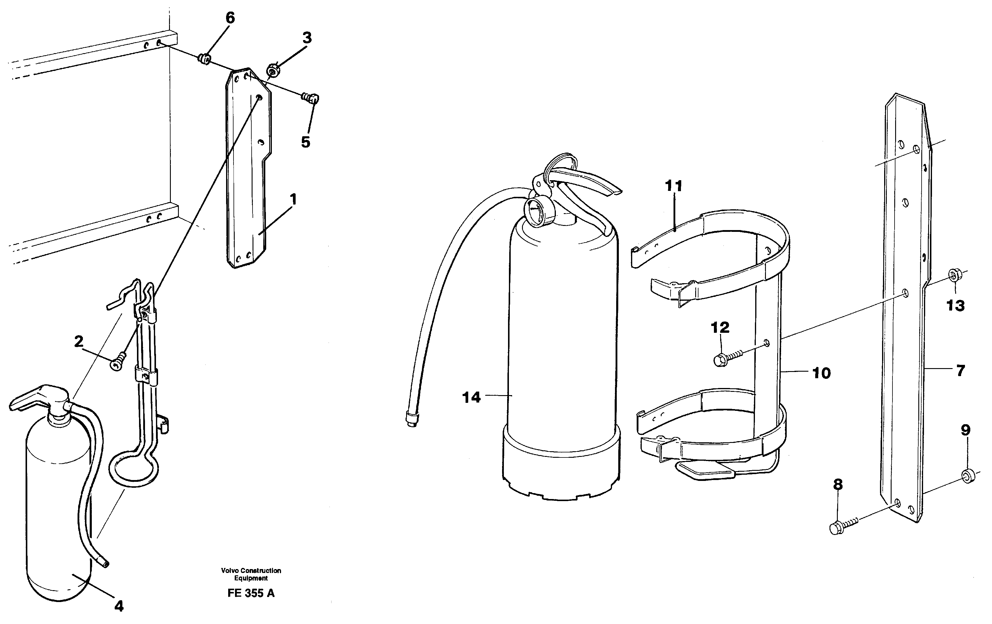 Fire extinguisher  14248860, 14248861 — volvo parts diagram