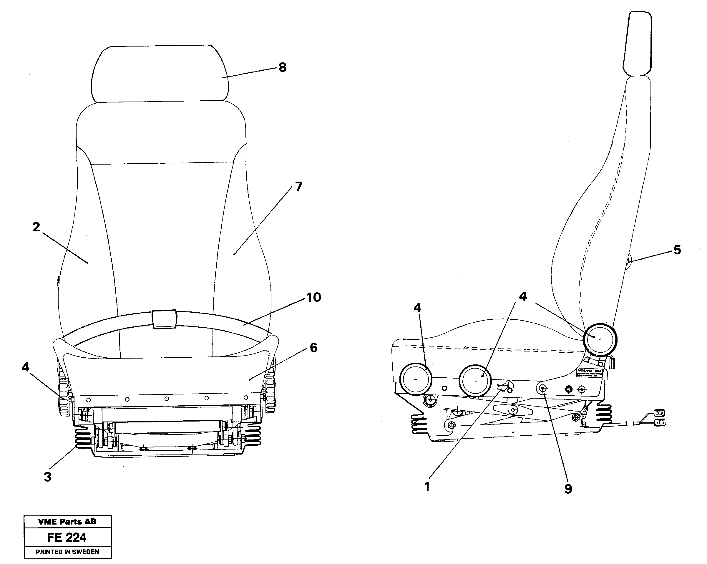 Operator's seat Be-ge — volvo parts diagram