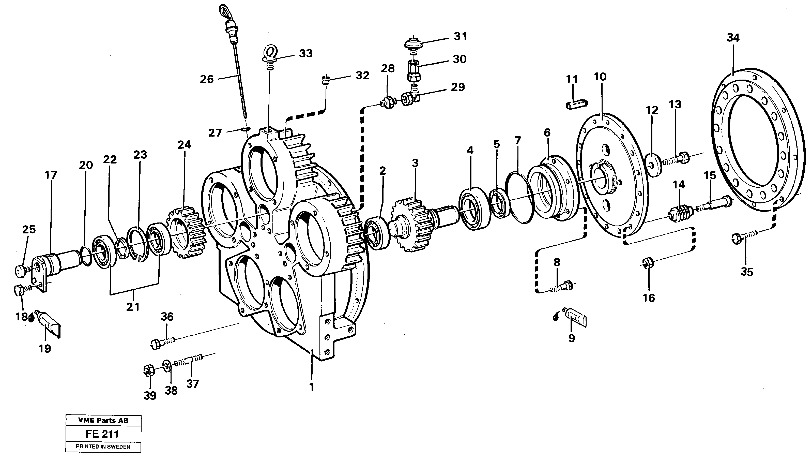 Assembly pump gear box — volvo parts diagram