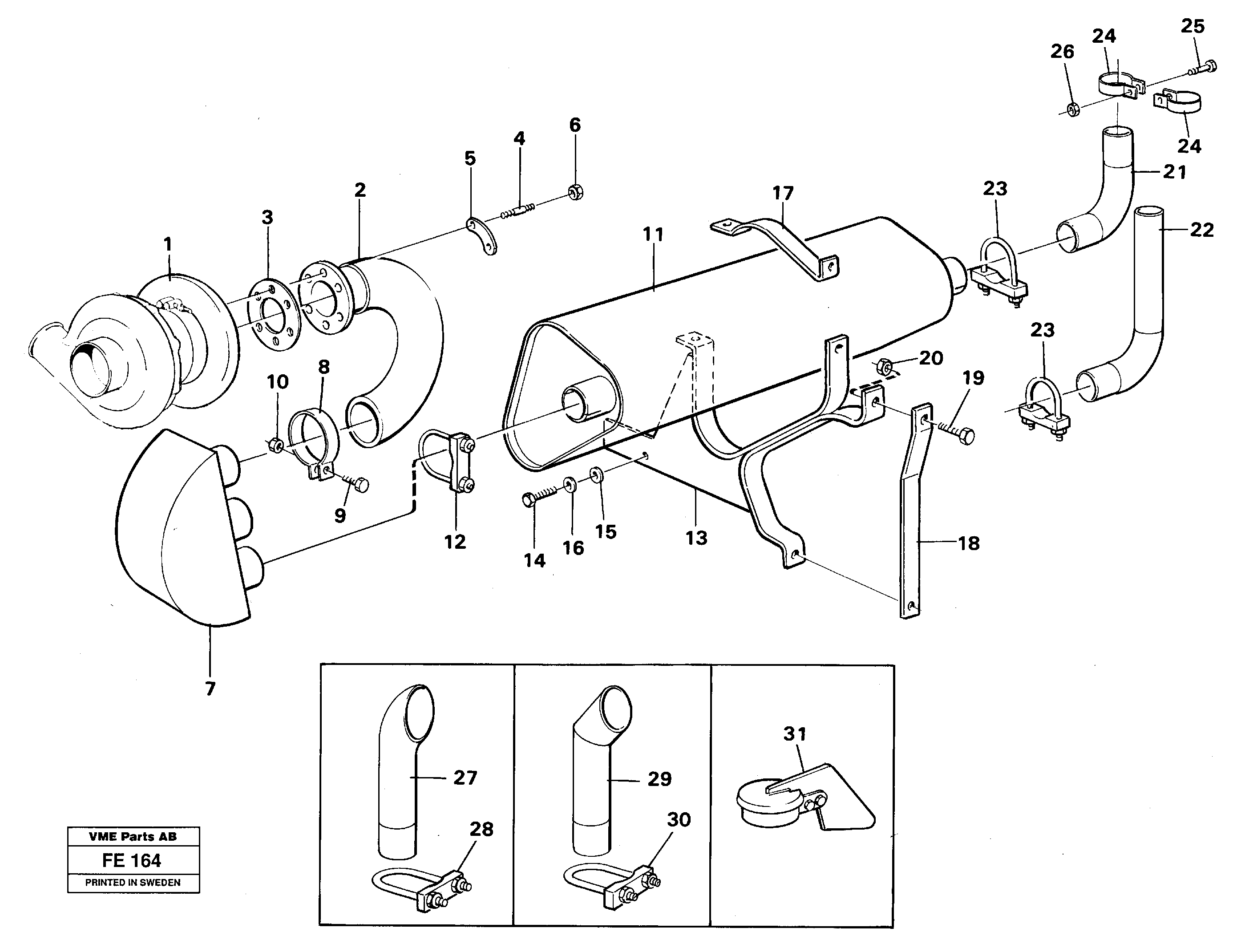 Exhaust system — volvo parts diagram