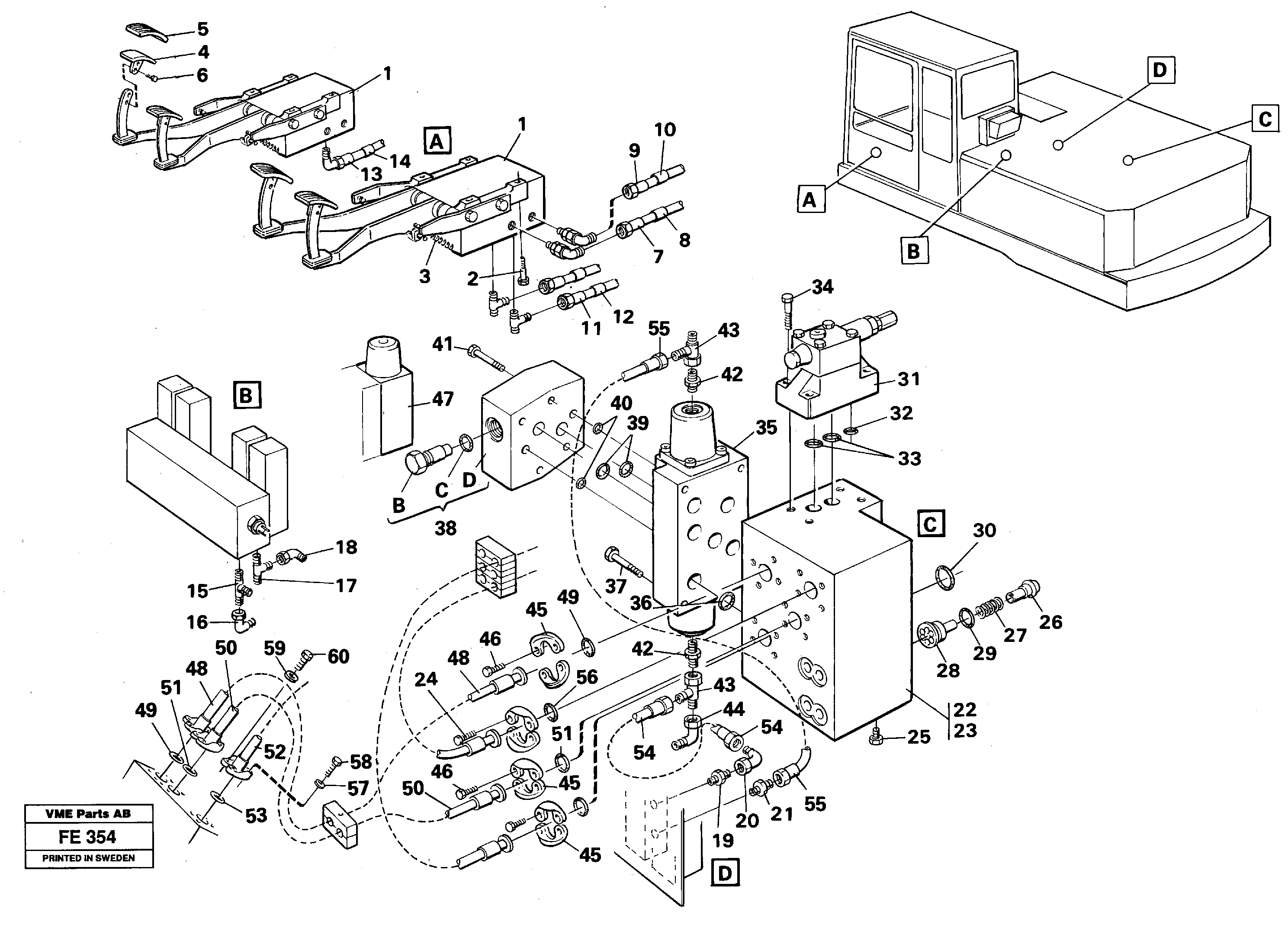 Hydraulic system, visor bucket  14258436 — volvo parts diagram