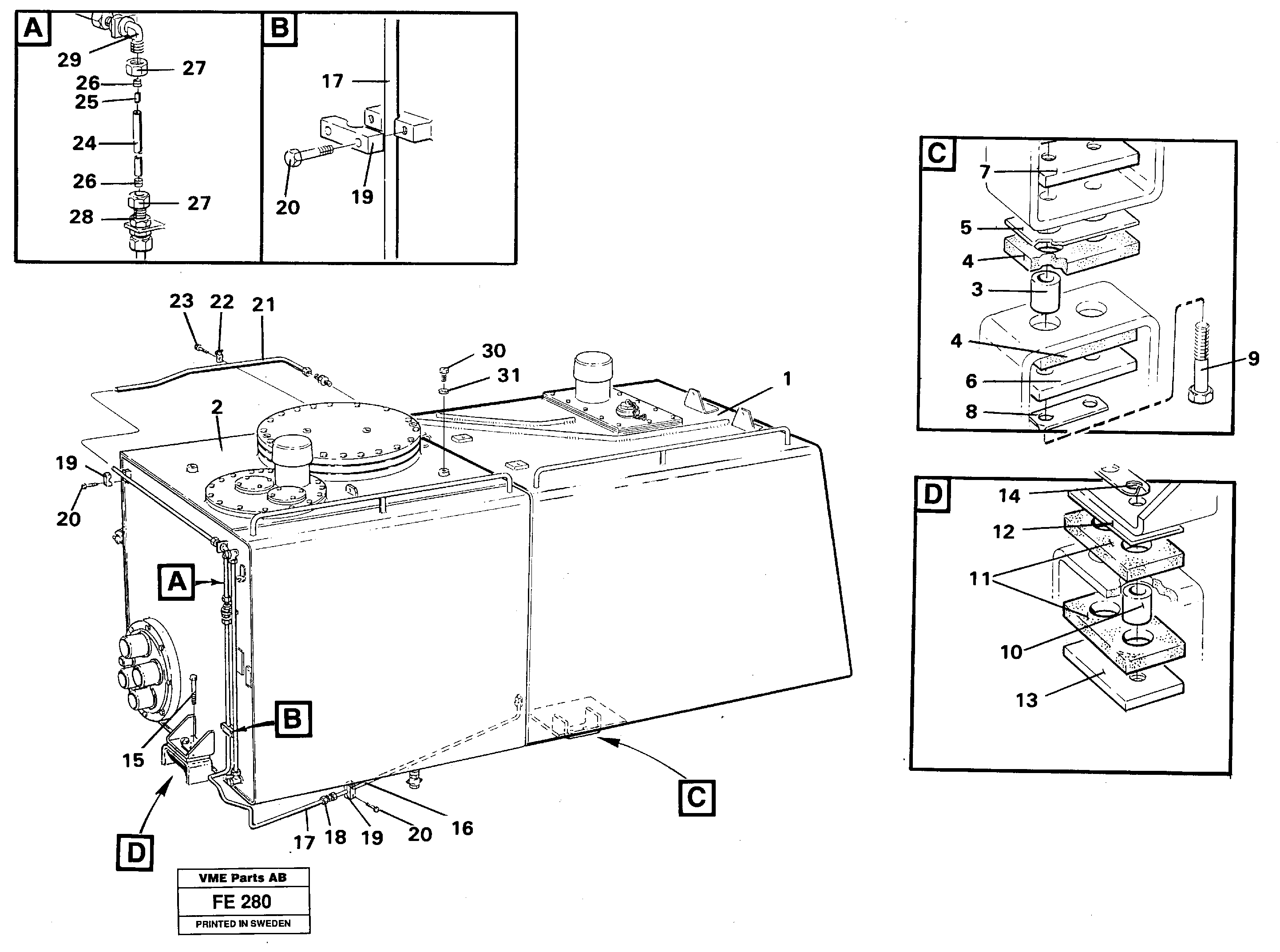 Fuel tank with fitting parts — volvo parts diagram