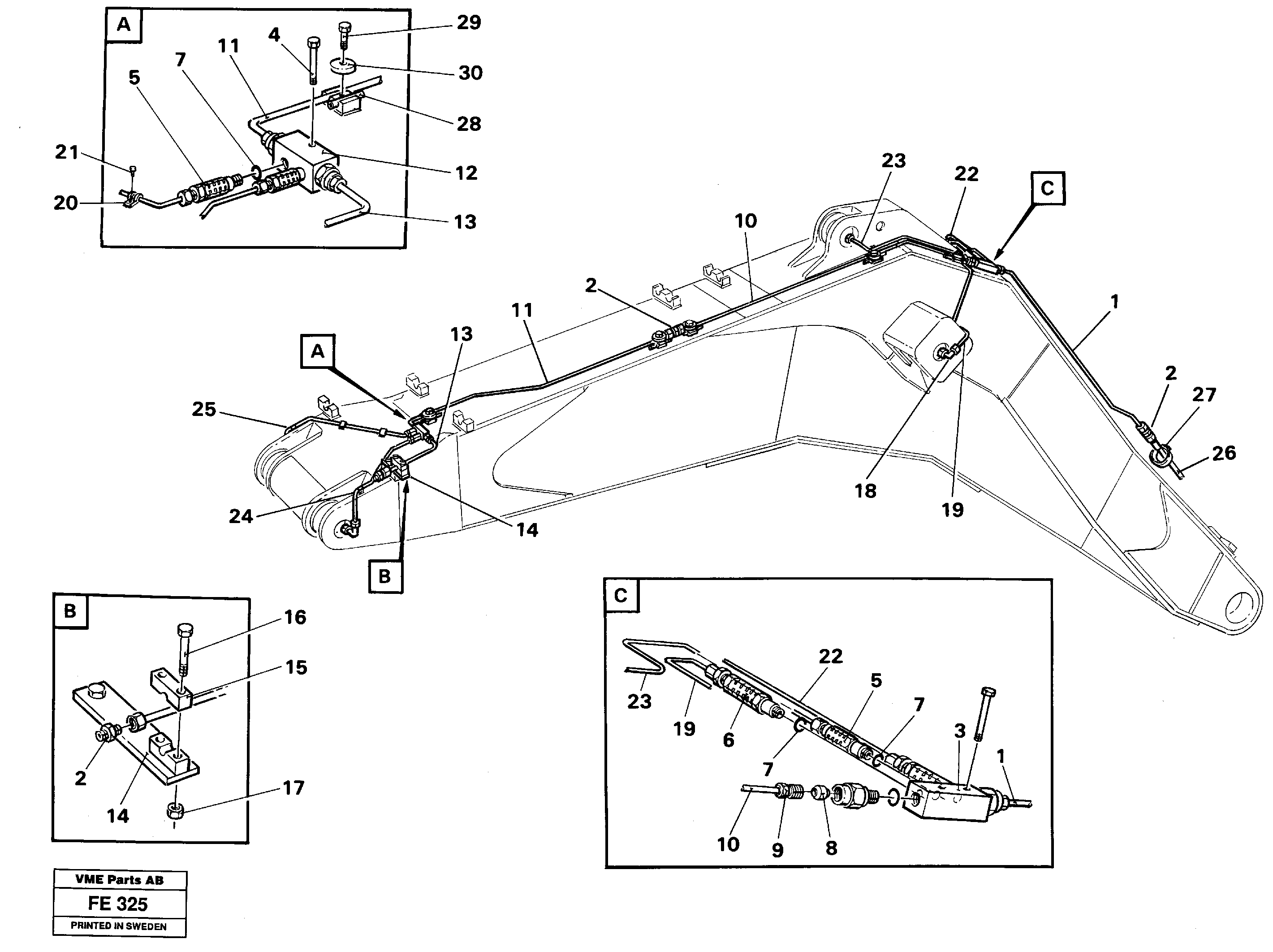 Automatic boom lubrication, Mass Excavation  14252095 — volvo parts diagram