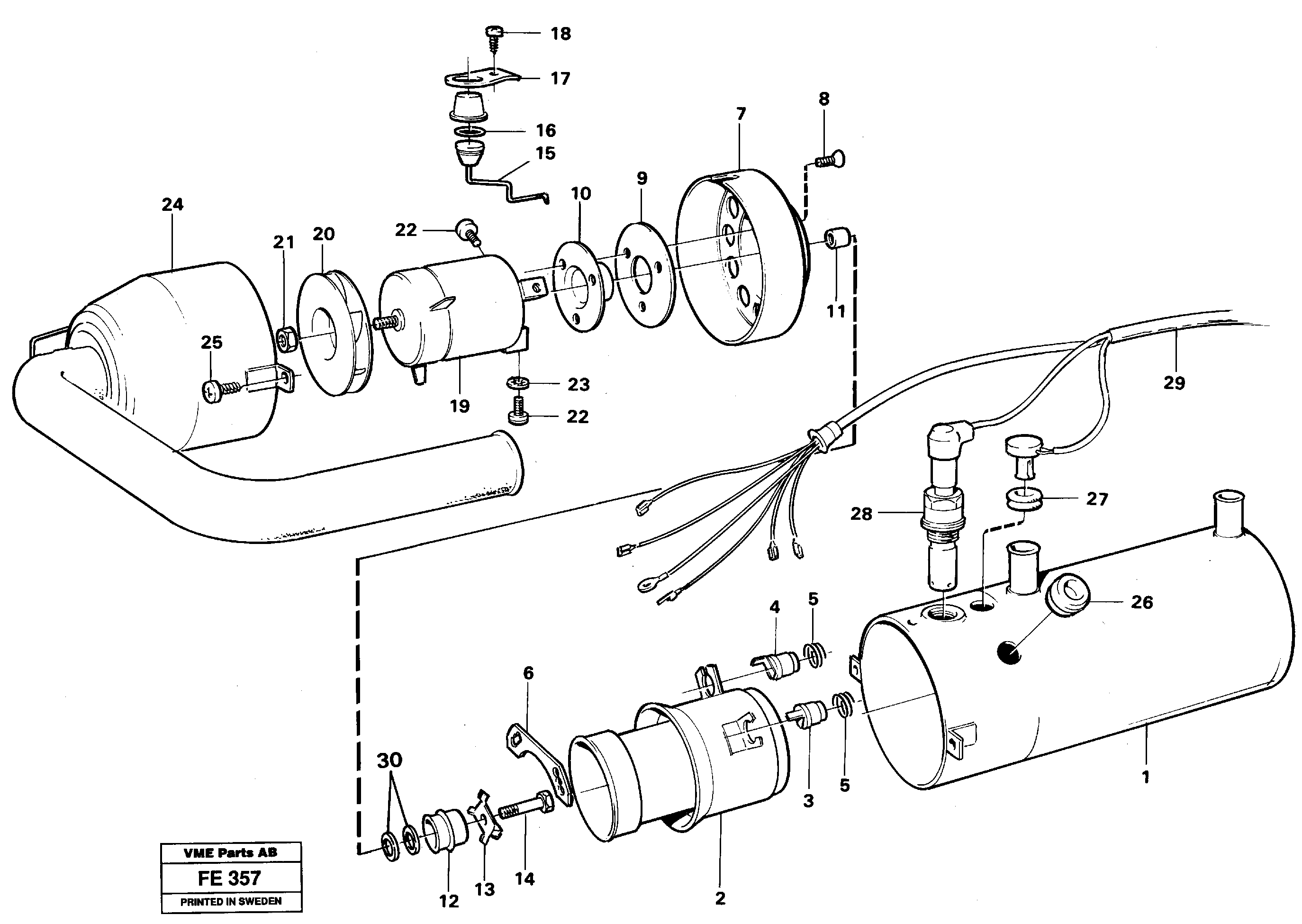 Heater, diesel  14266024 — volvo parts diagram