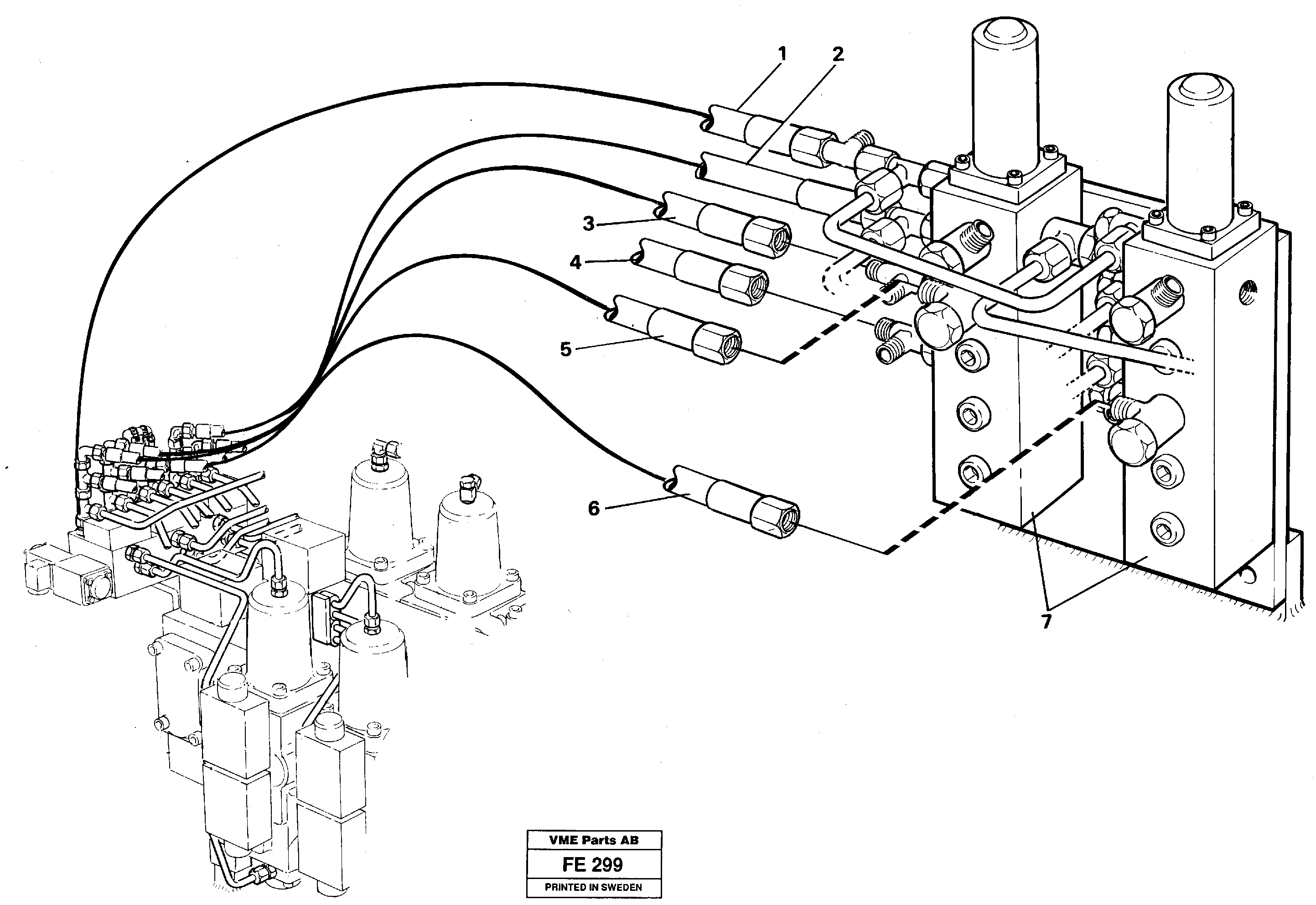 Servo hydraulics, control valves P2v, P3v — volvo parts diagram