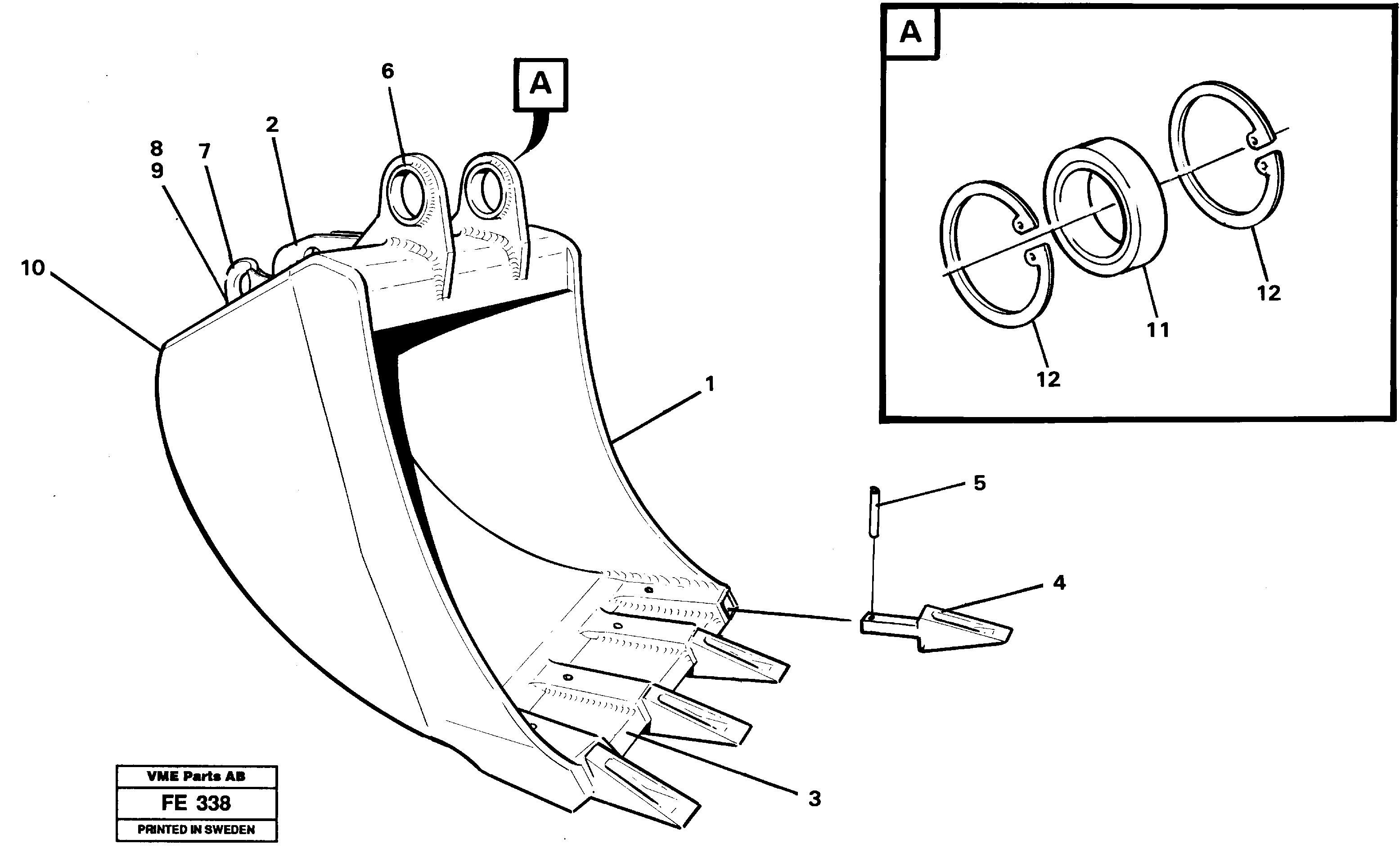 Backhoe buckets  14231939, 14236550, 14242306, 14234829, 14255313 — volvo parts diagram