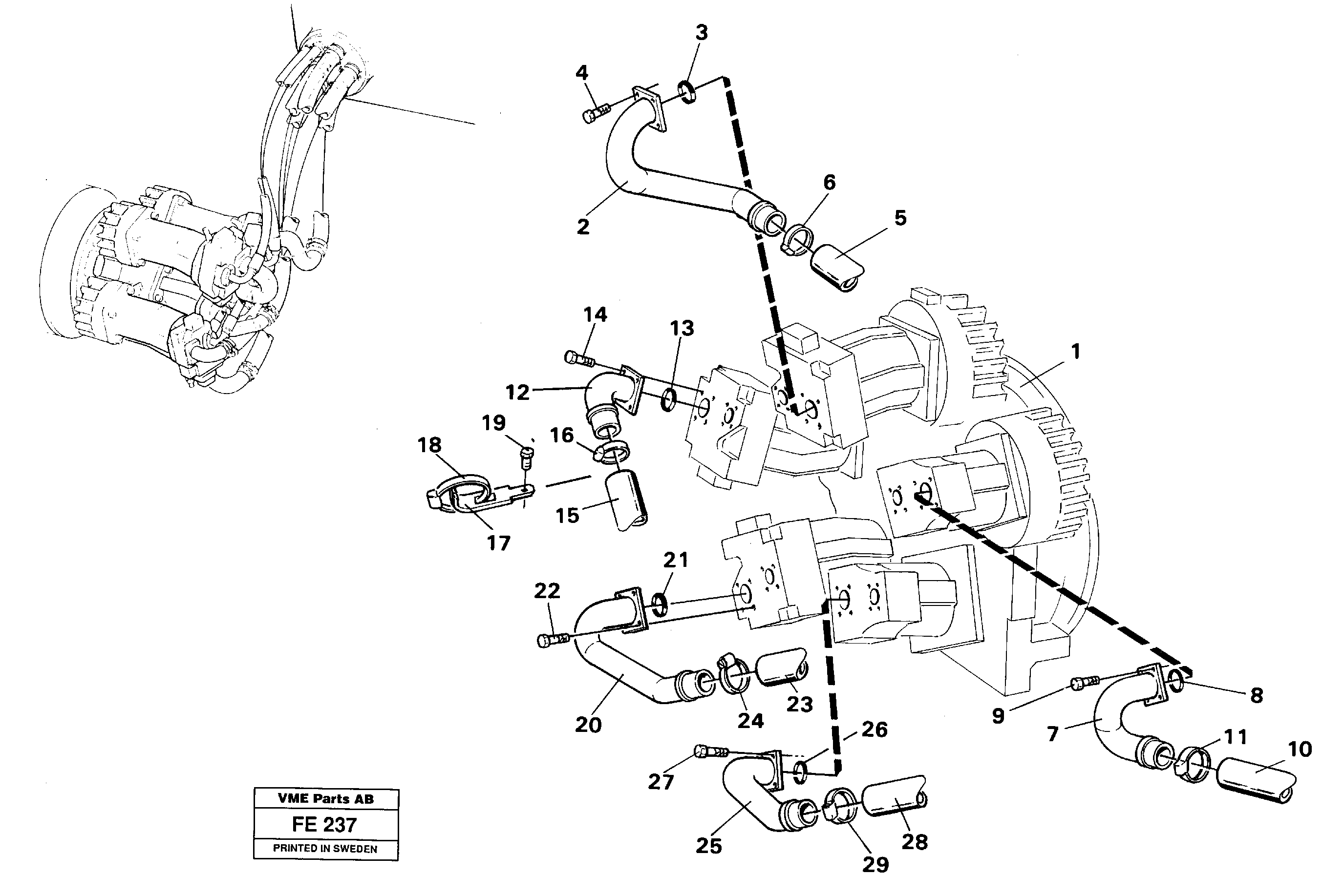 Hydraulic system suction lines — volvo parts diagram