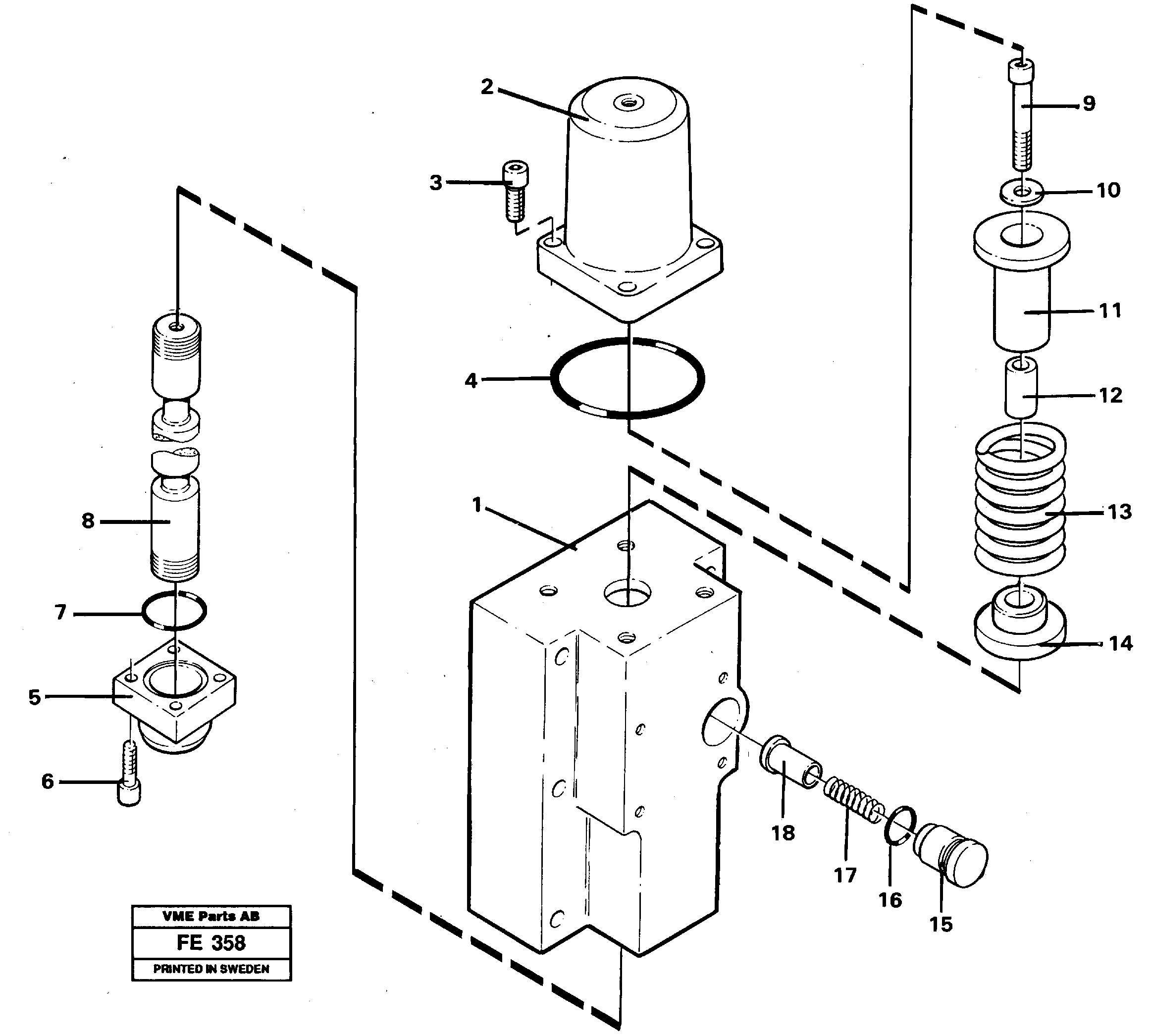 Four-way valve, visor bucket  14258436 — volvo parts diagram
