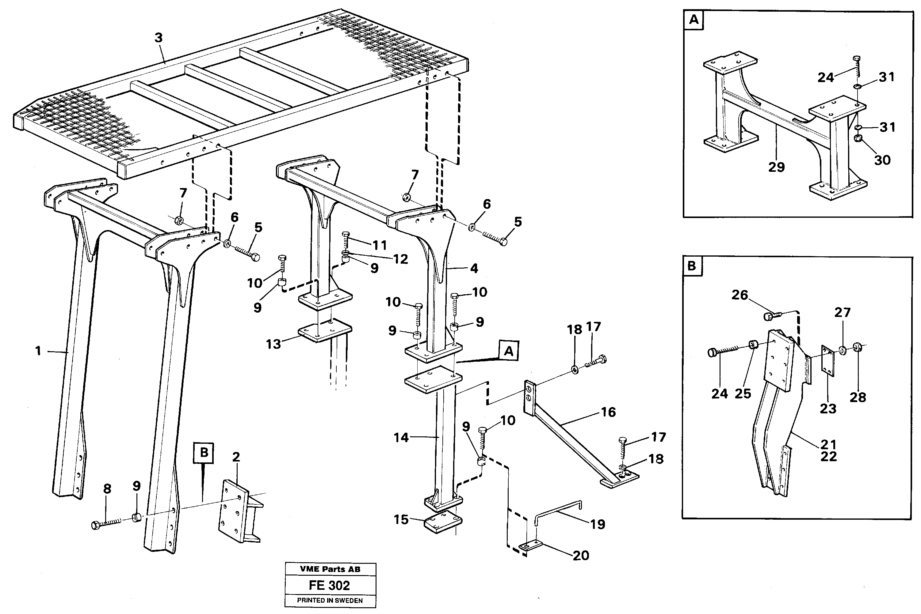 Protection over drivers cab, elevation kit 605 mm  14256281, 14259569, 14266287 — volvo parts diagram