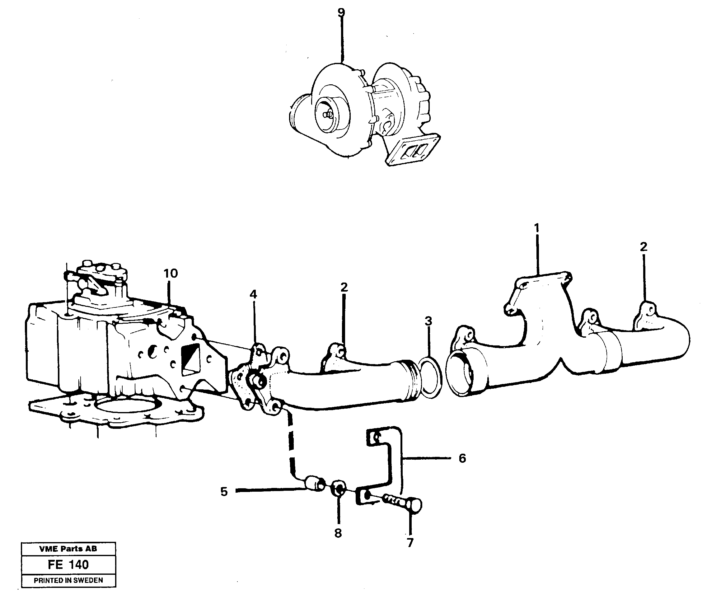 Exhaust manifold and installation components — volvo parts diagram