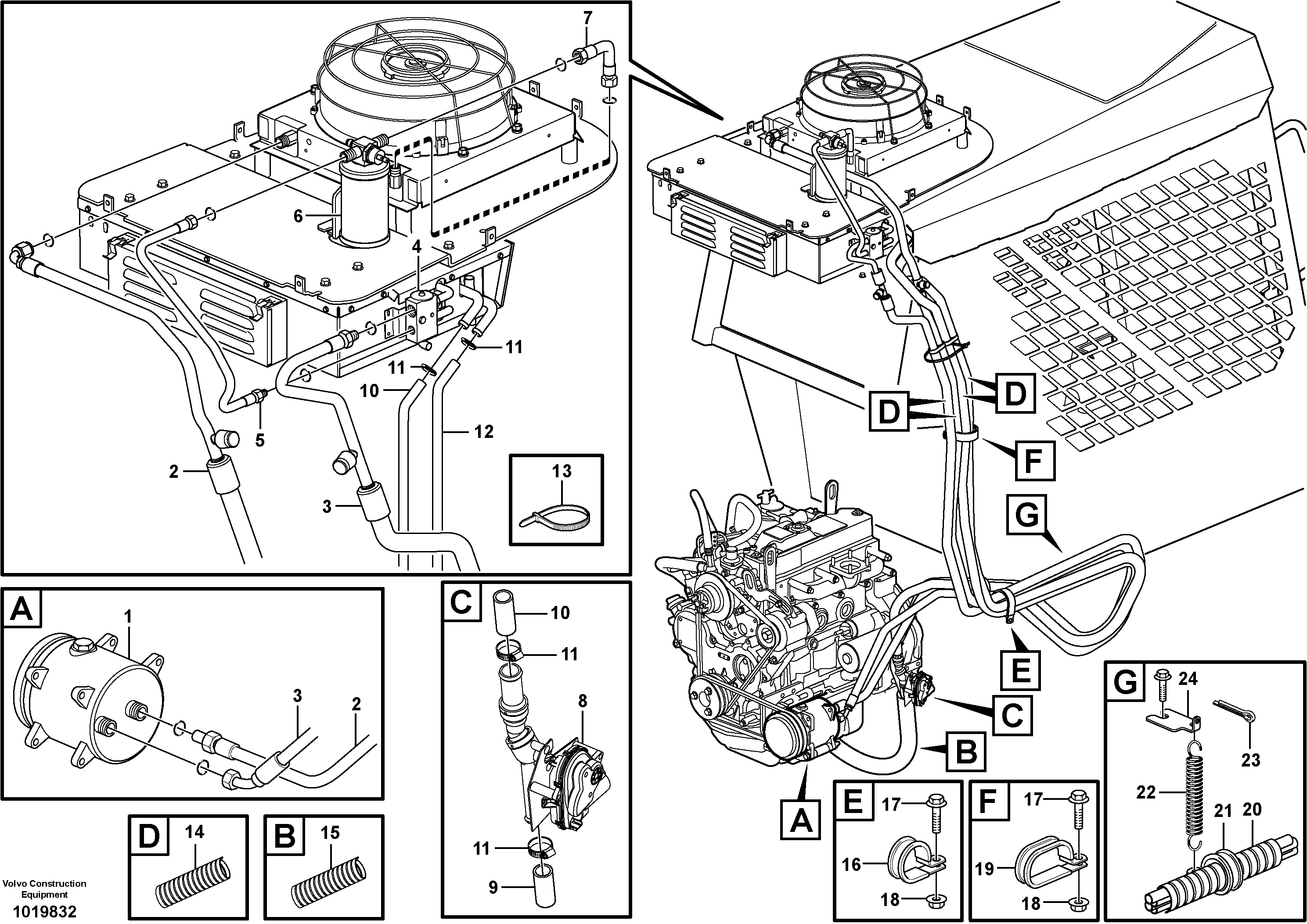 Installation hoses, heat and air conditioning — volvo parts diagram
