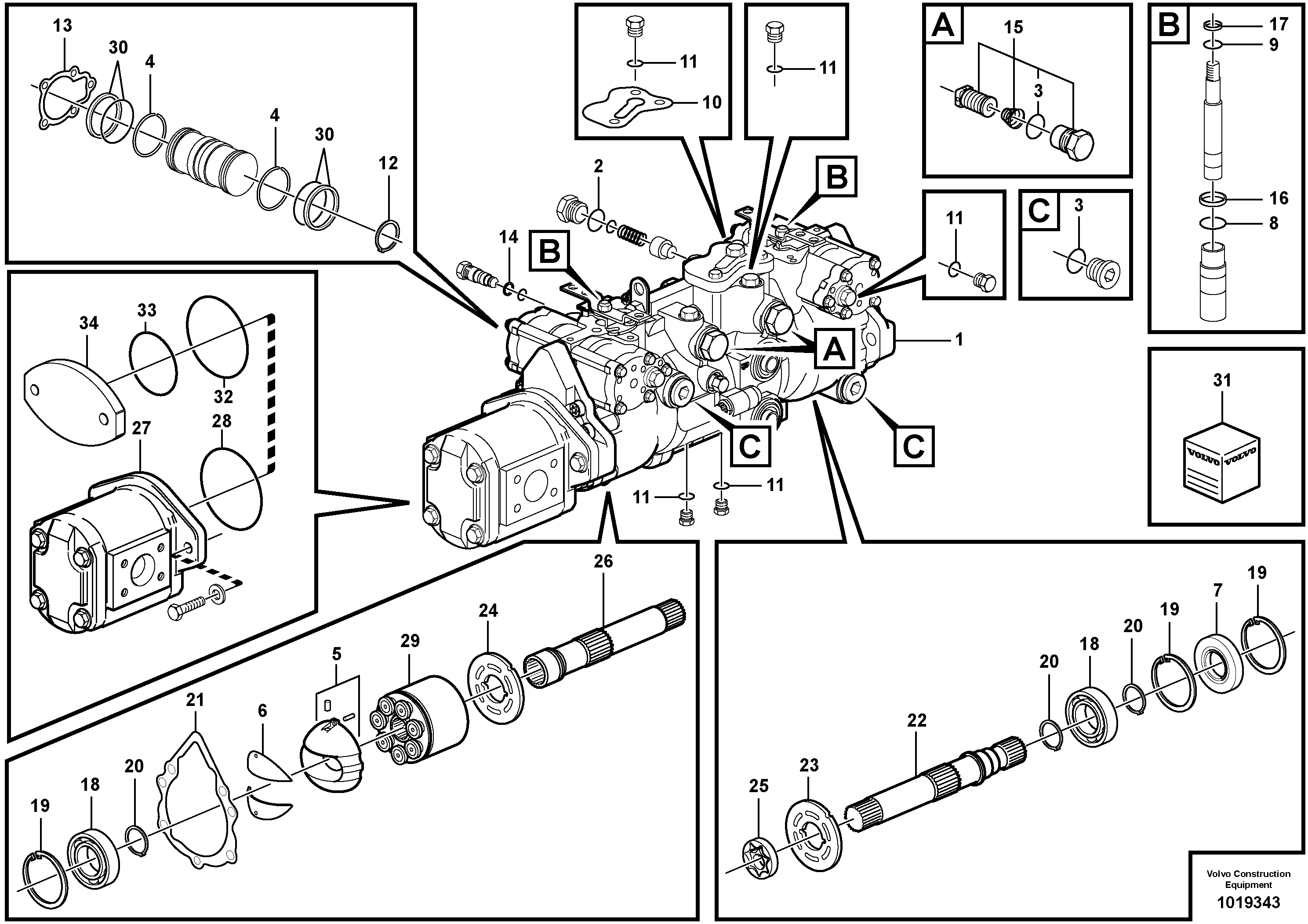 Hydraulic pump — volvo parts diagram