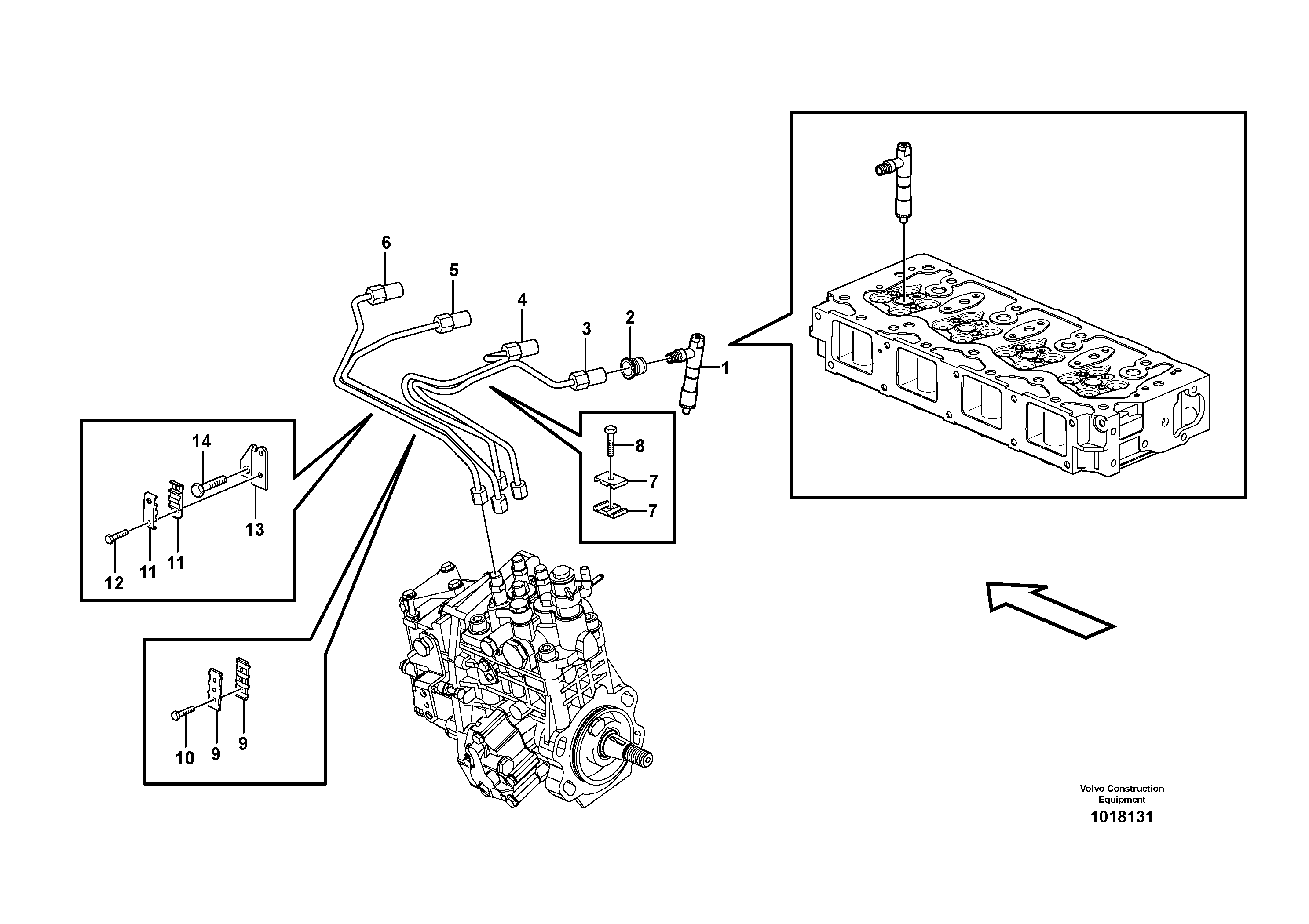 Fuel lines and injectors 11850033, 11850709 — volvo parts diagram