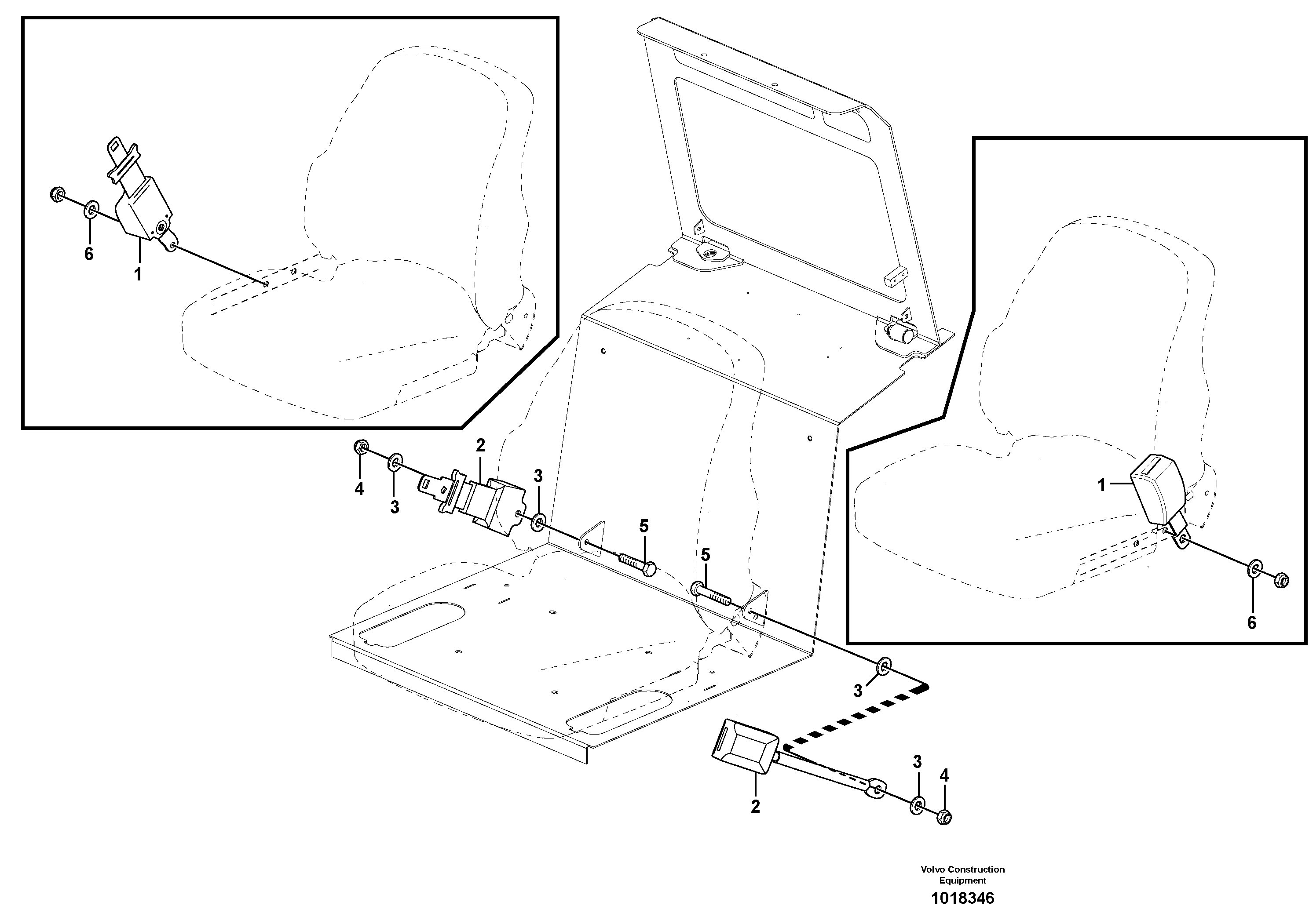 Seat belt operator's seat — volvo parts diagram