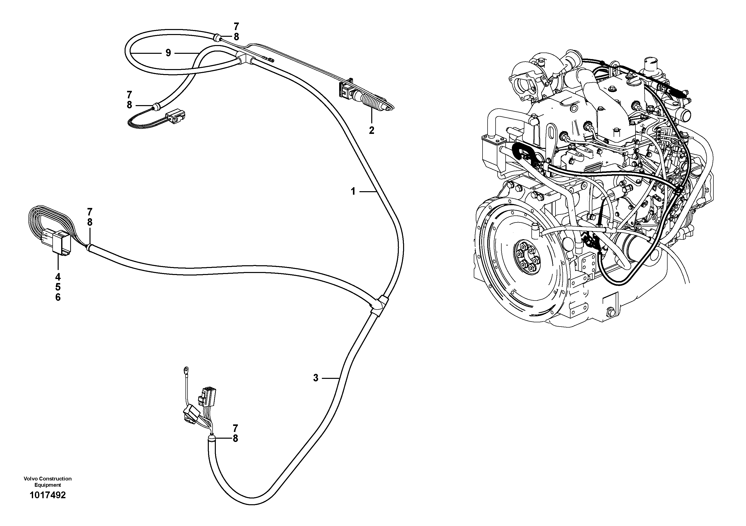 Cable harness, engine — volvo parts diagram