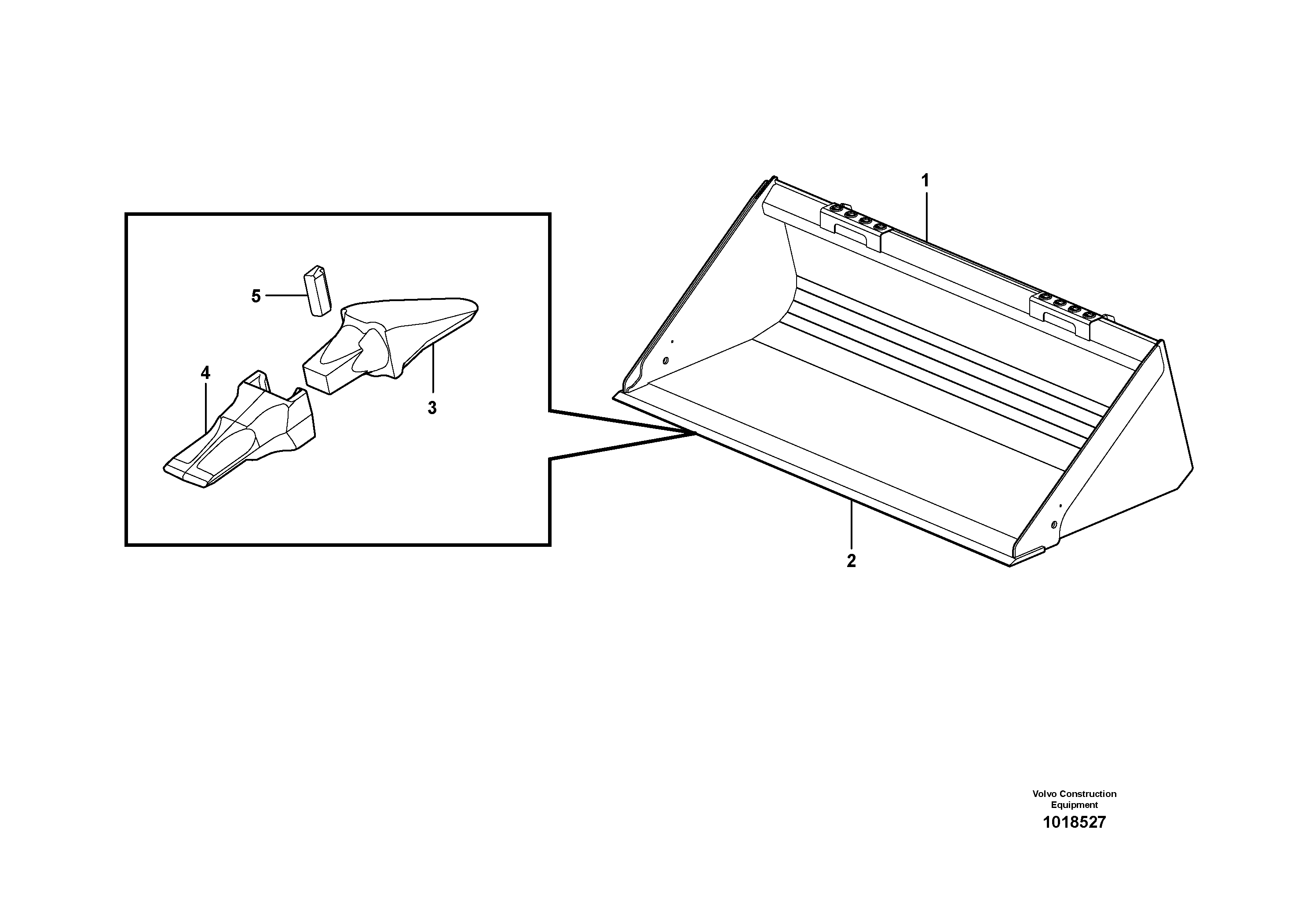 Bucket, straight with teeth — volvo parts diagram