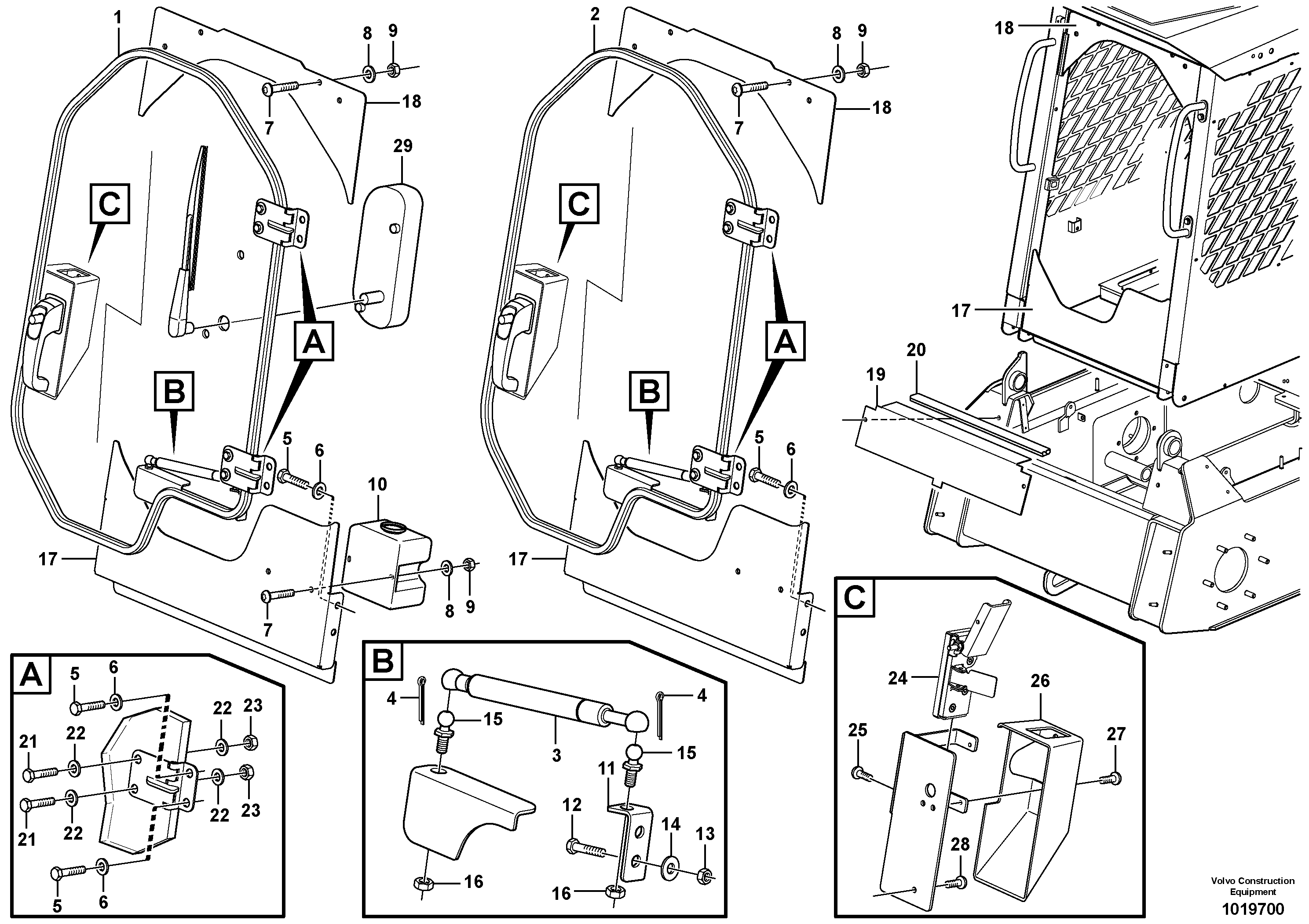Door with fitting parts — volvo parts diagram