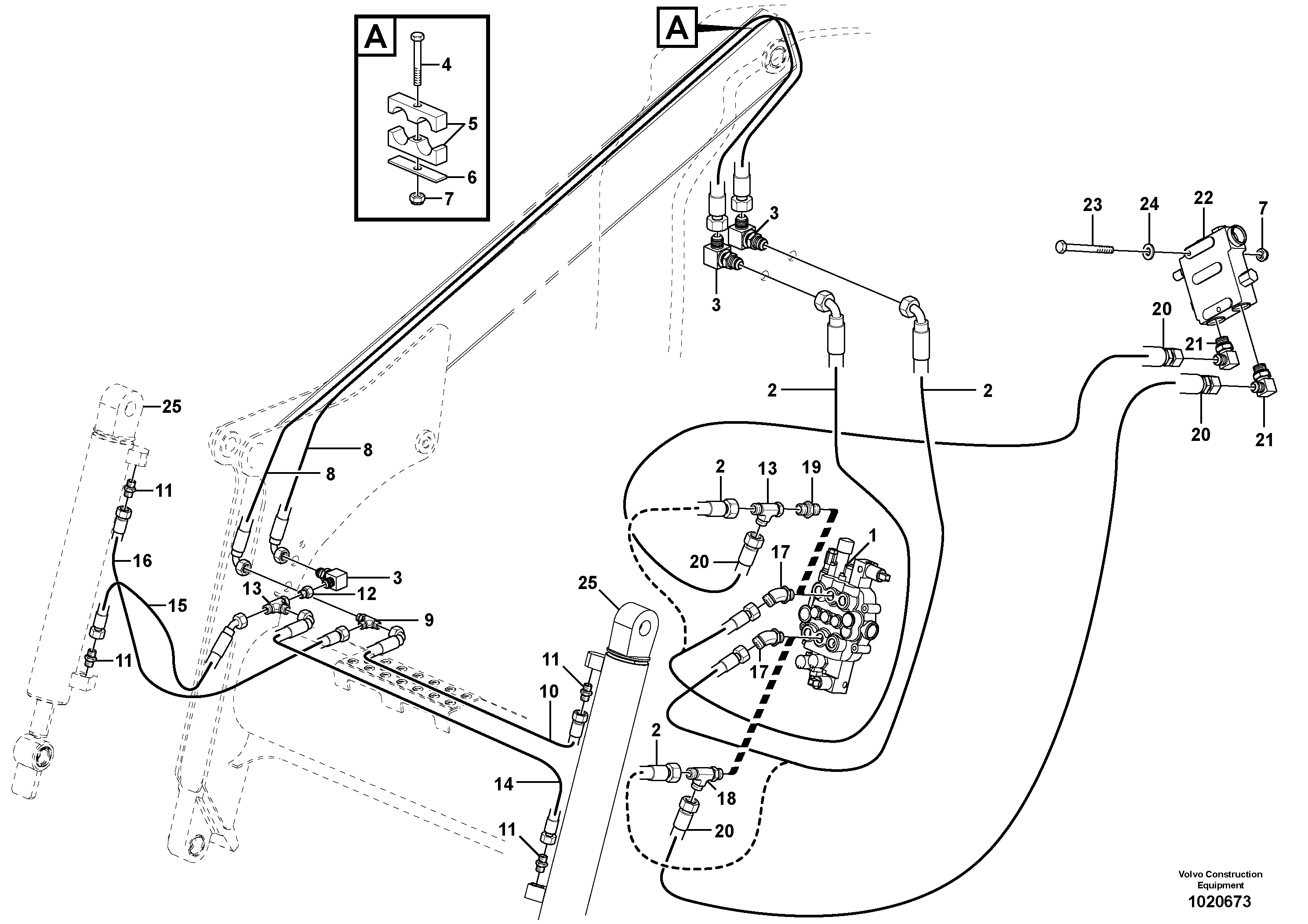 Attachment tilt hydraulic circuit — volvo parts diagram