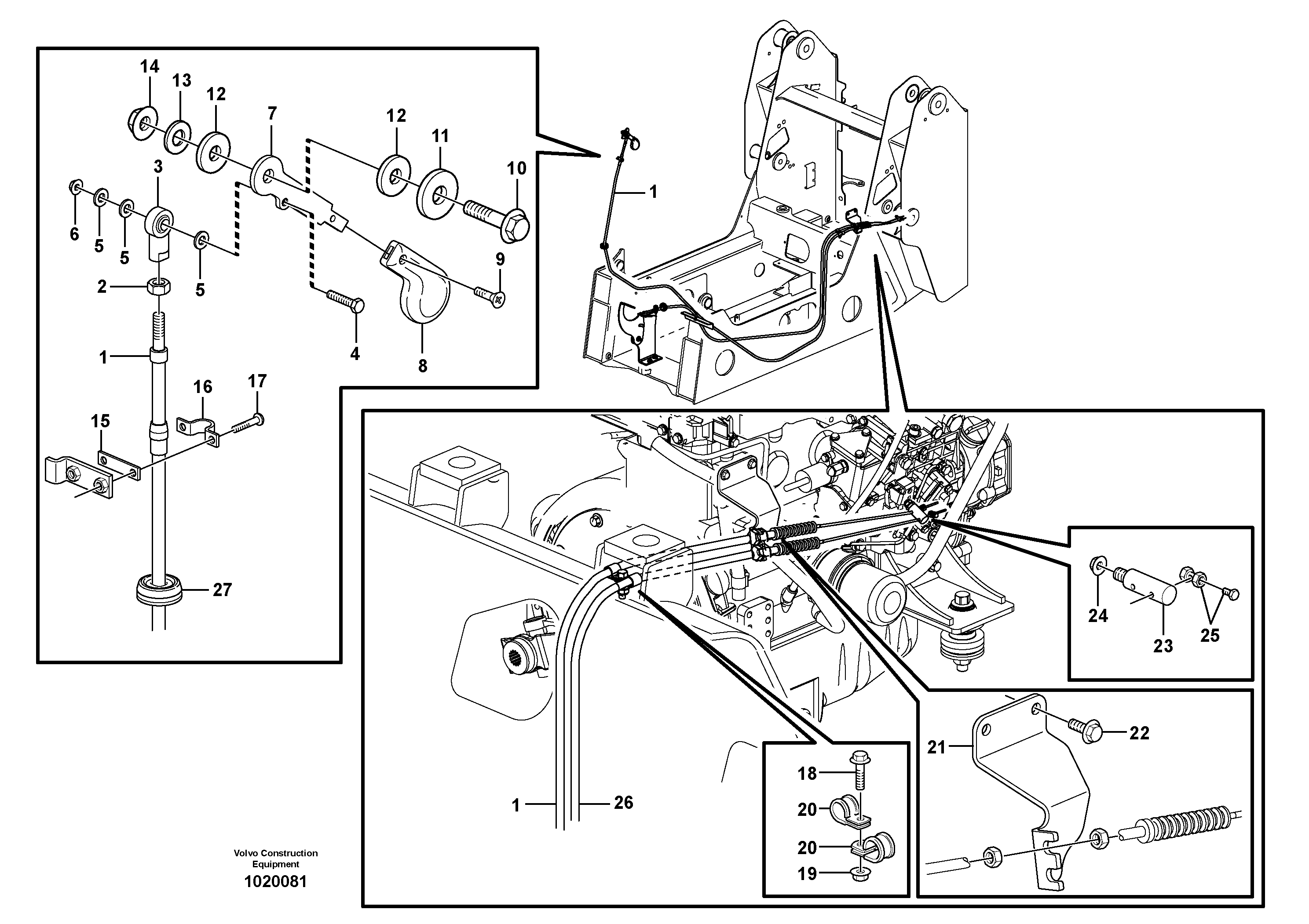Hand throttle 11840296, 11840298, 11840300, 11840302 — volvo parts diagram