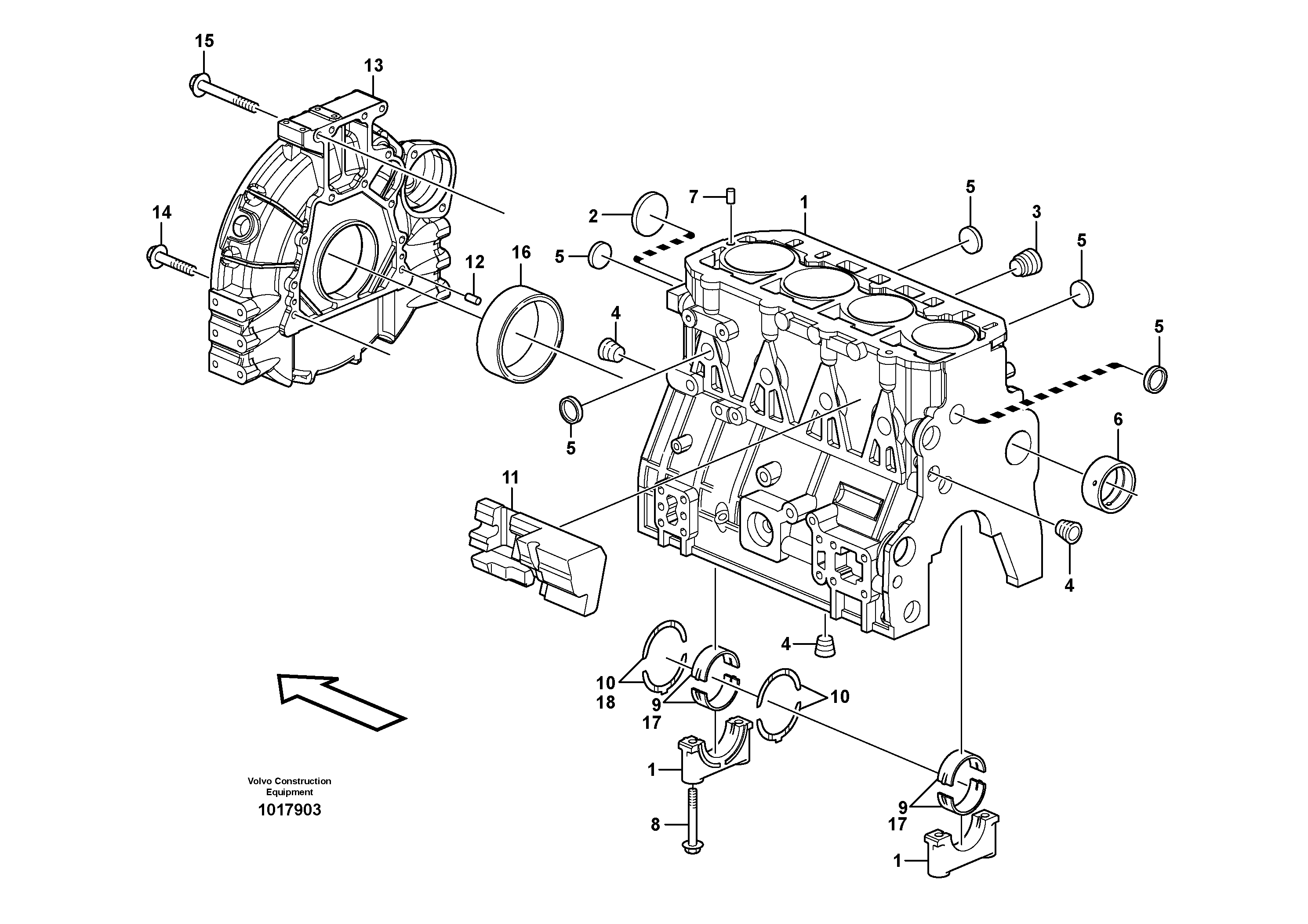Cylinder block 11850033, 11850709 — volvo parts diagram