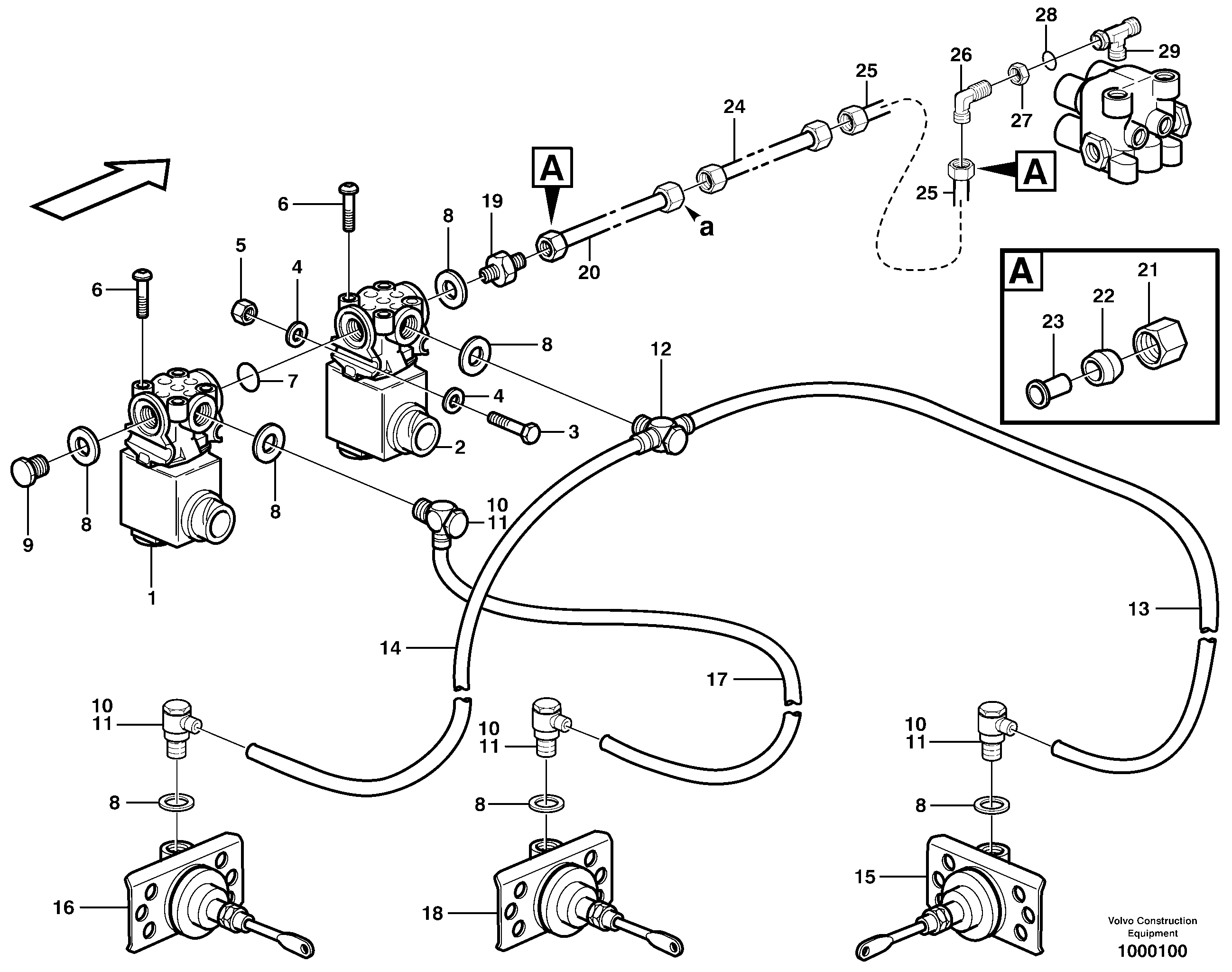 Pneumatic system, 6x6 and diff lock, load unit — volvo parts diagram