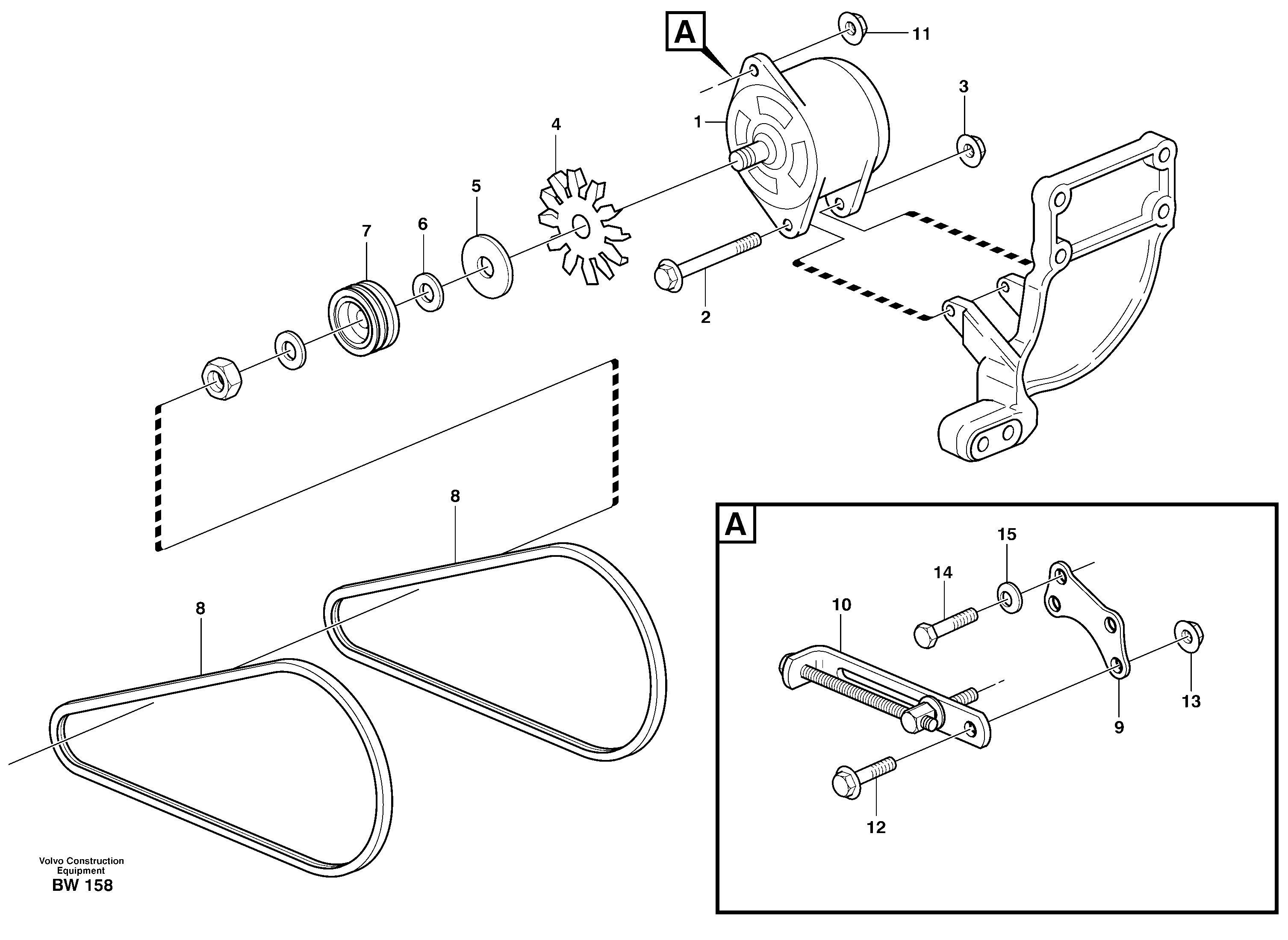 Alternator with assembling details — volvo parts diagram