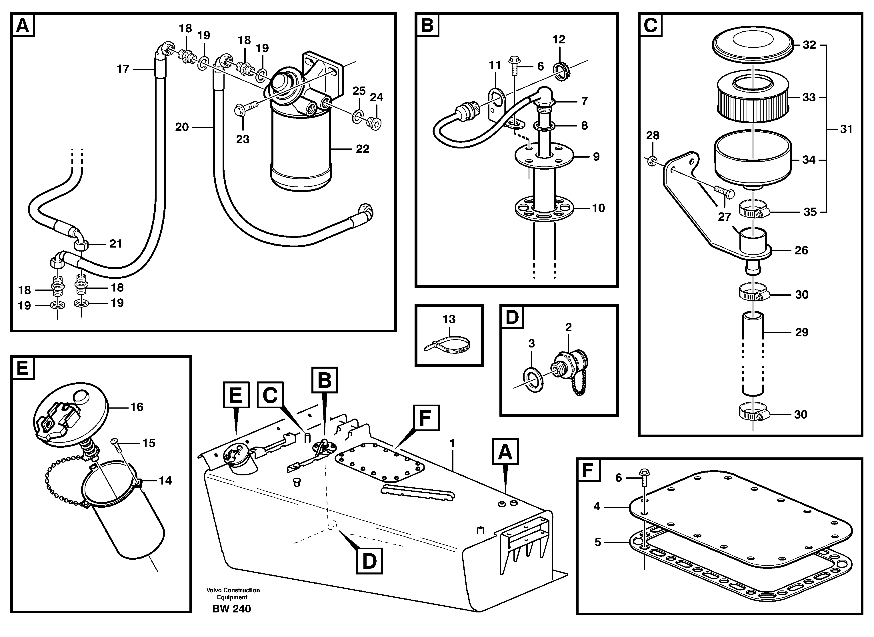 Fuel tank, fuel pipes — volvo parts diagram