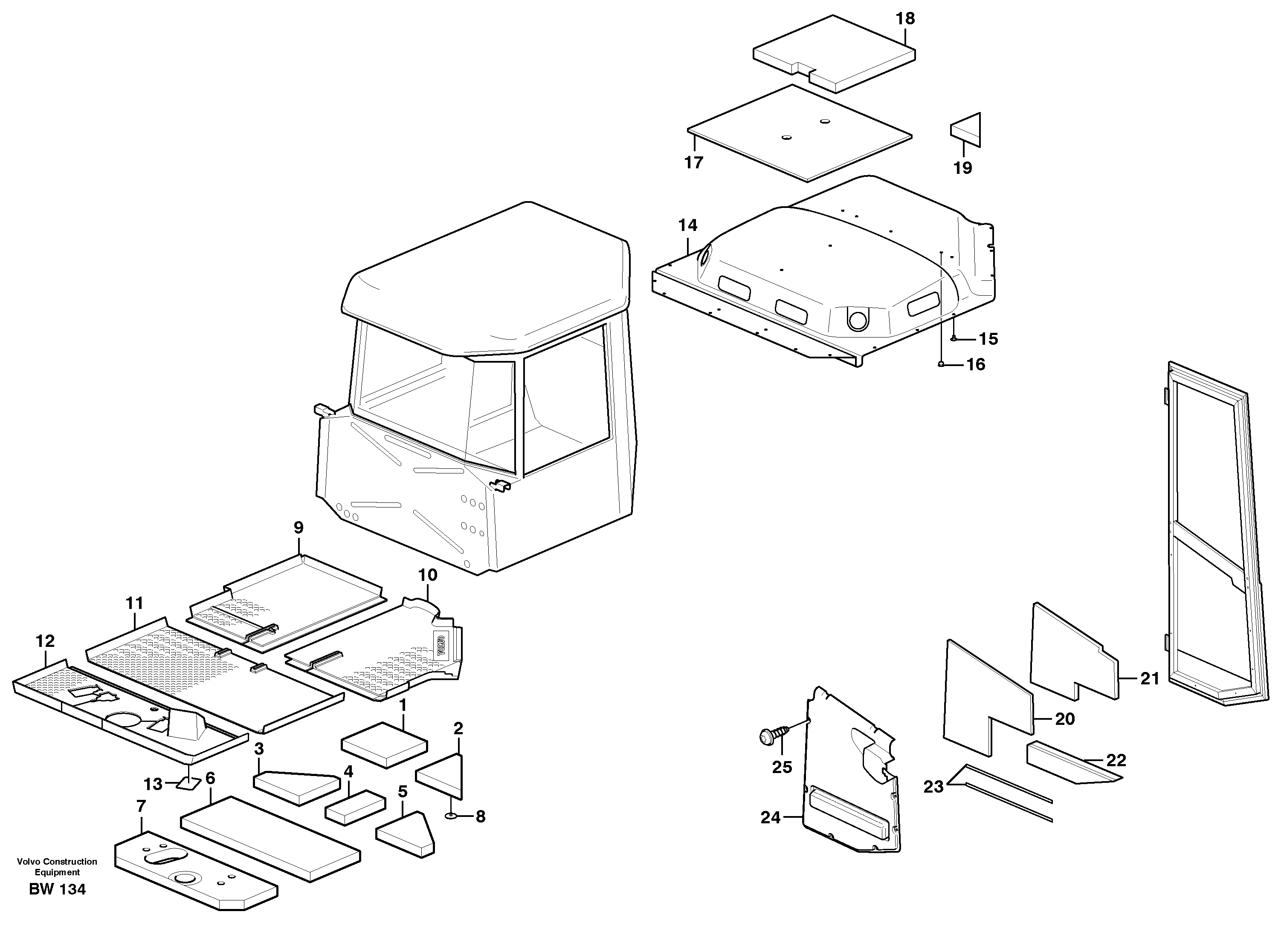 Upholstery and insulation, floor, door and roof — volvo parts diagram