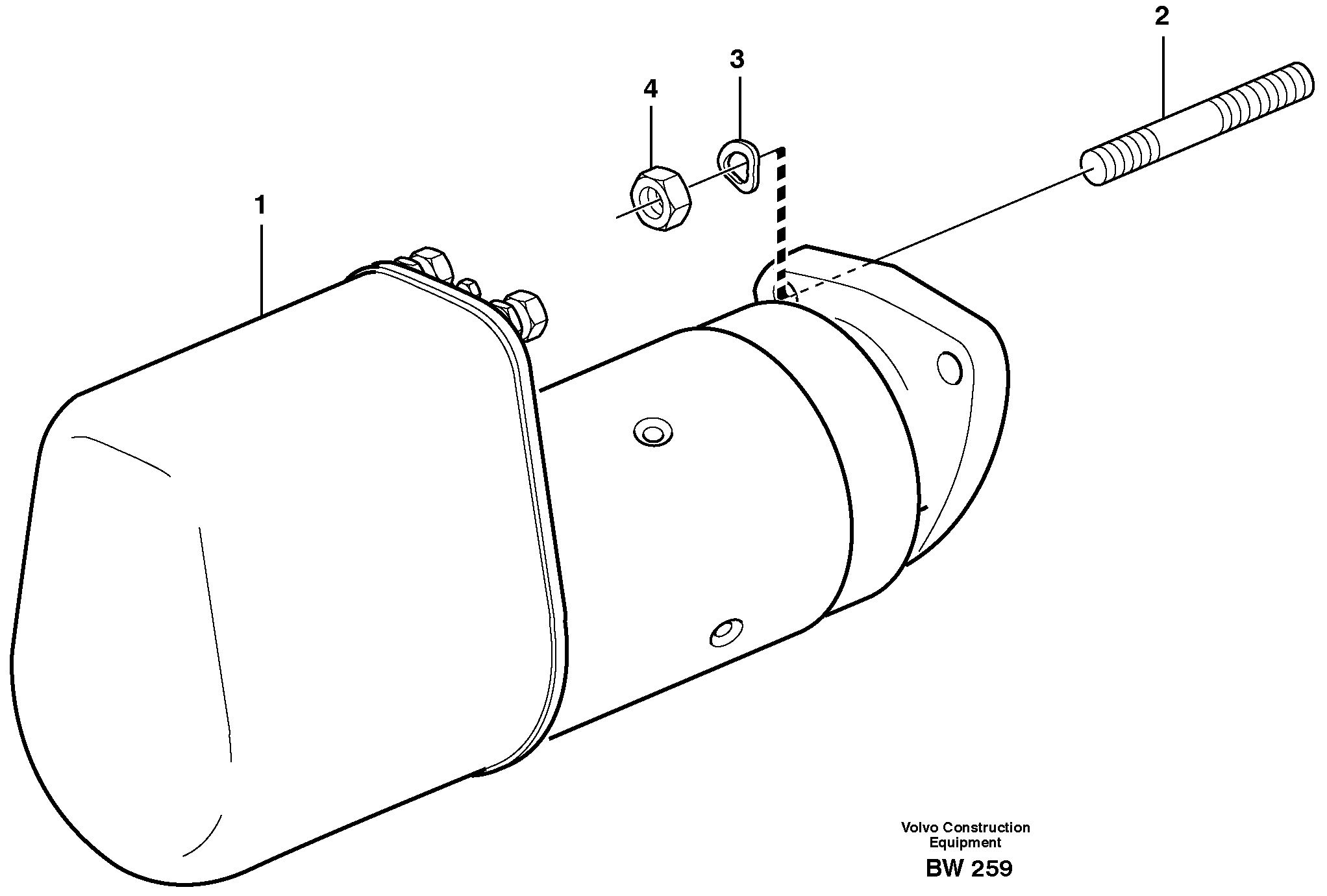 Starter motor with assembling details — volvo parts diagram
