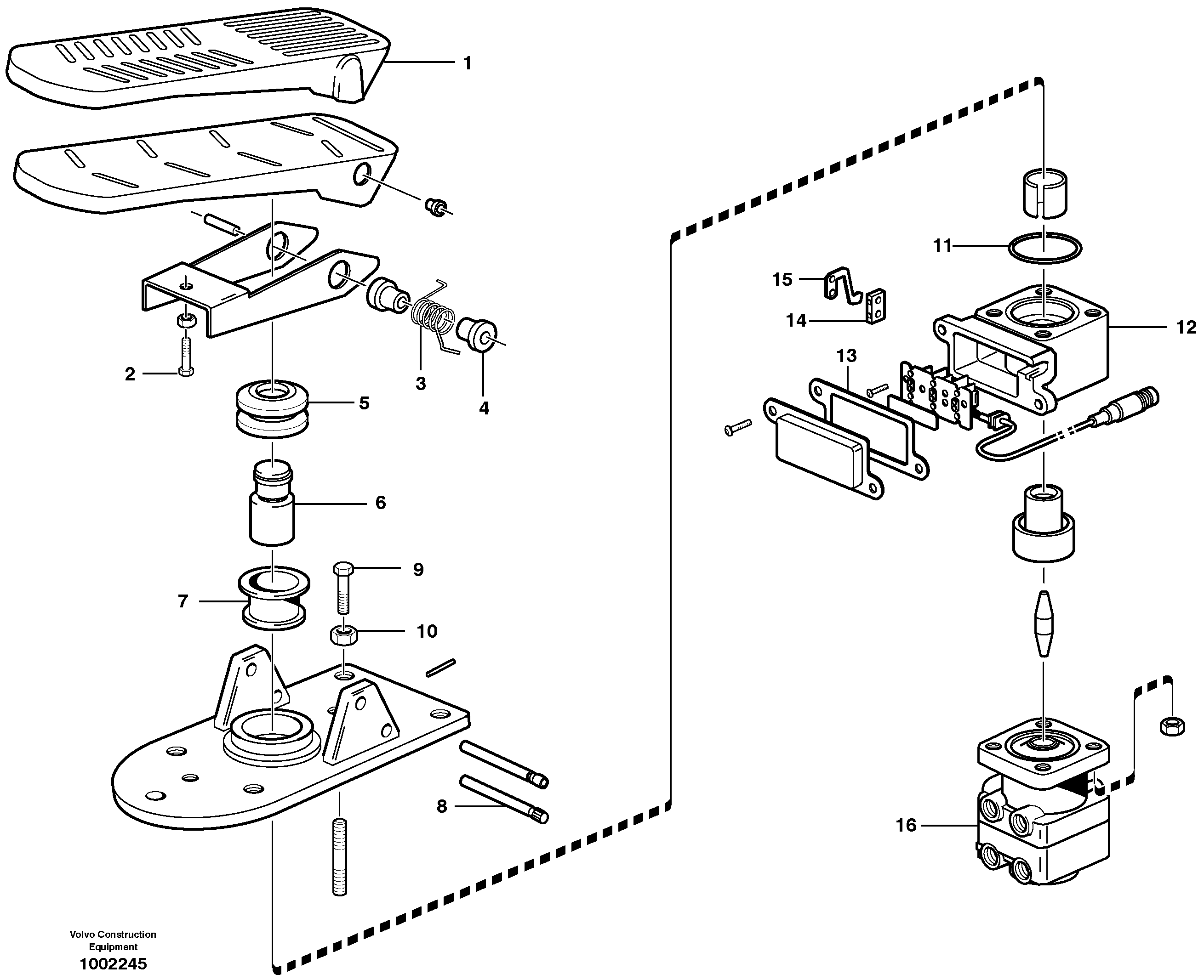 Footbrake valve — volvo parts diagram
