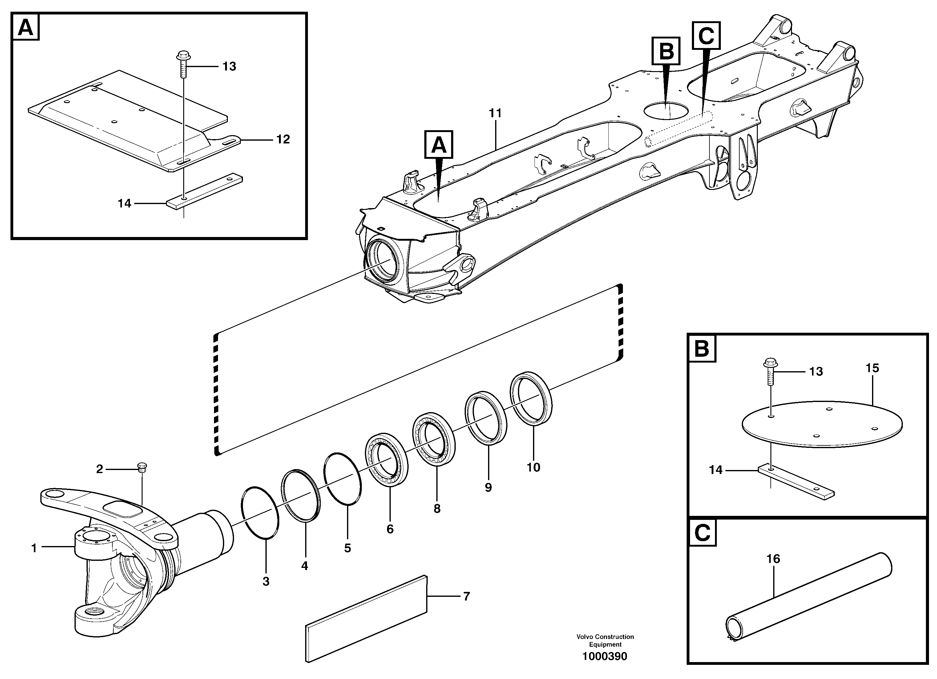 Frame, rear — volvo parts diagram