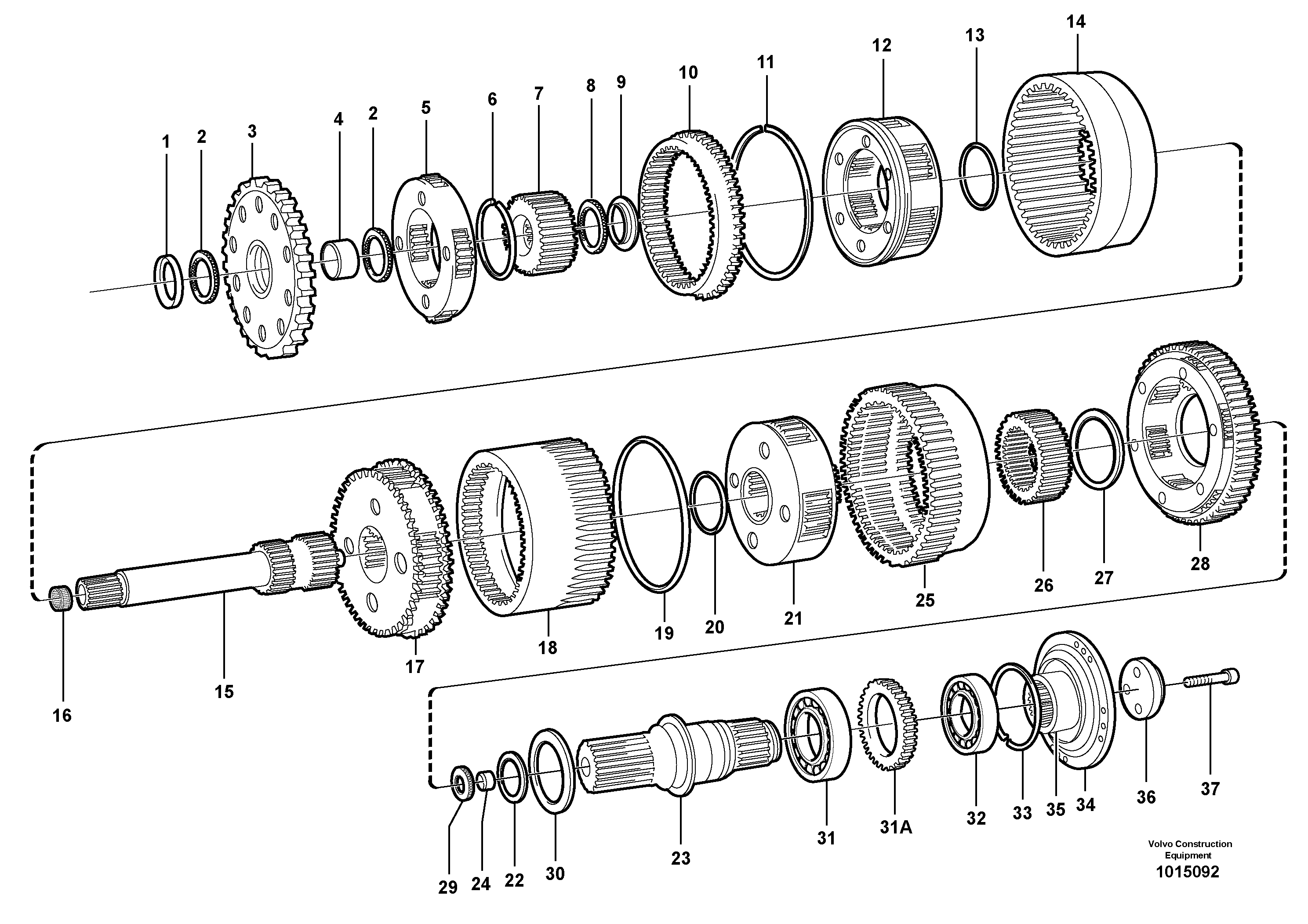 Planetary gears and shafts  22518, 22545, 22649 — volvo parts diagram