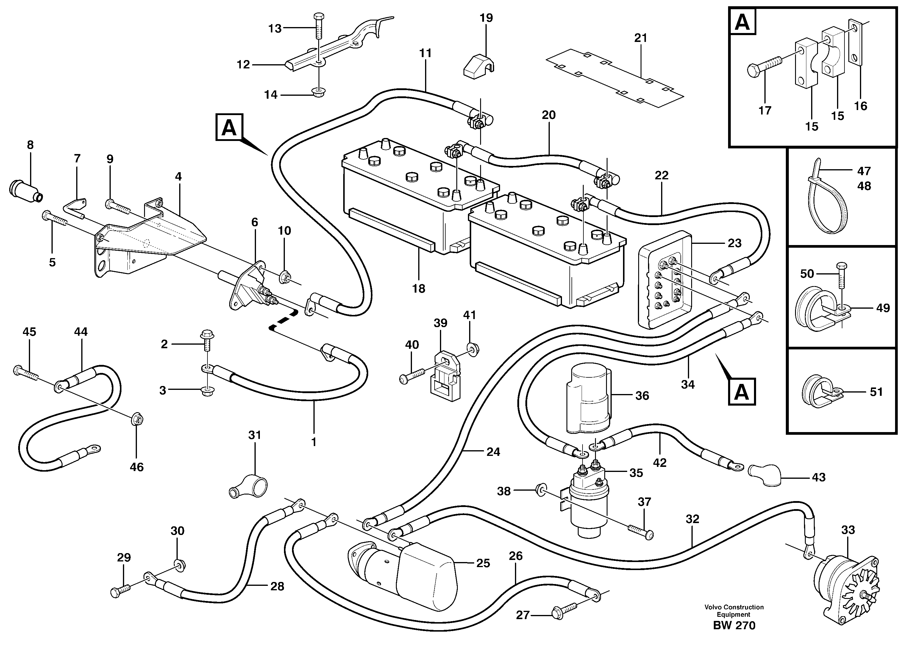 Battery cable and main switch — volvo parts diagram