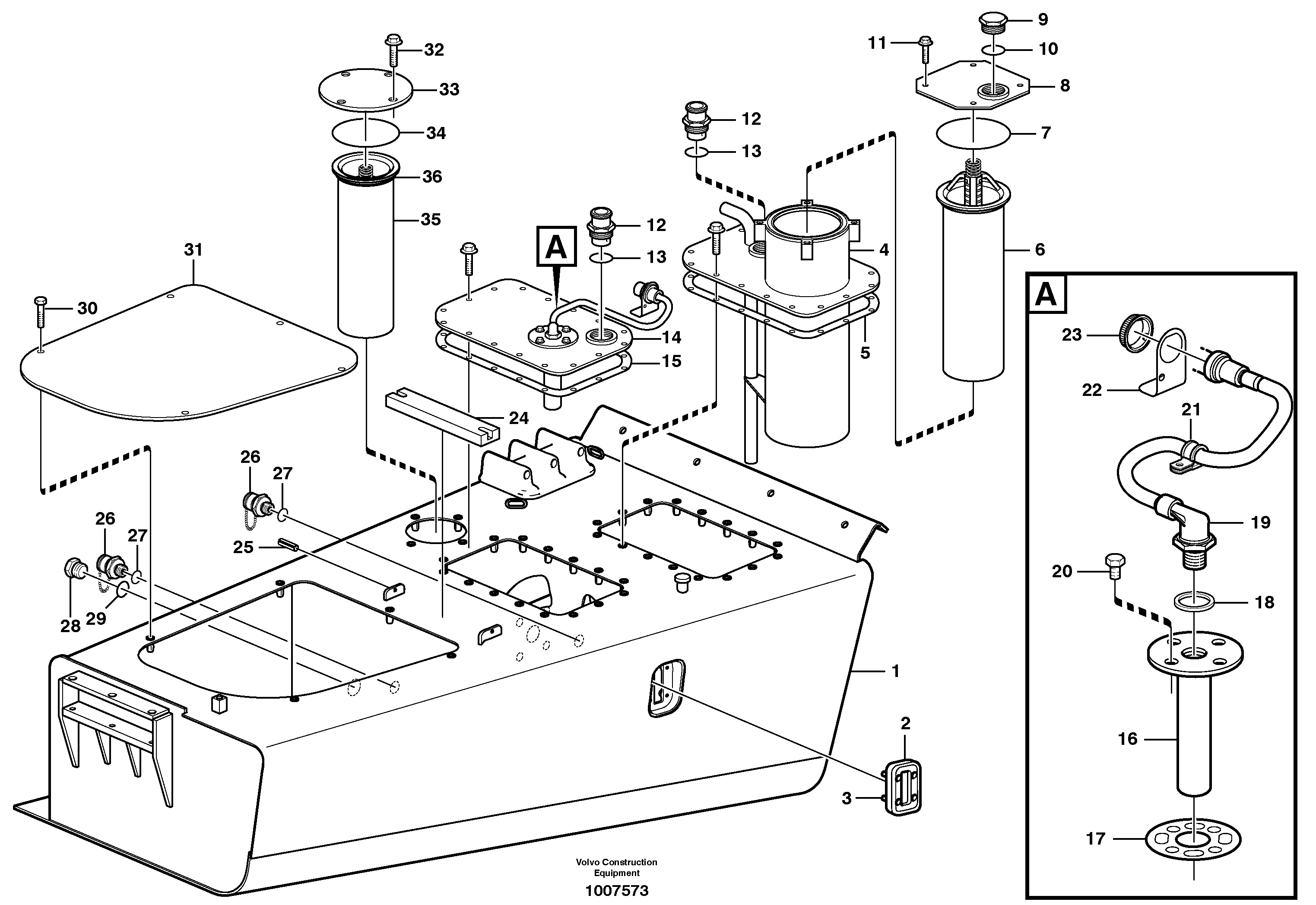 Hydraulic oil tank — volvo parts diagram