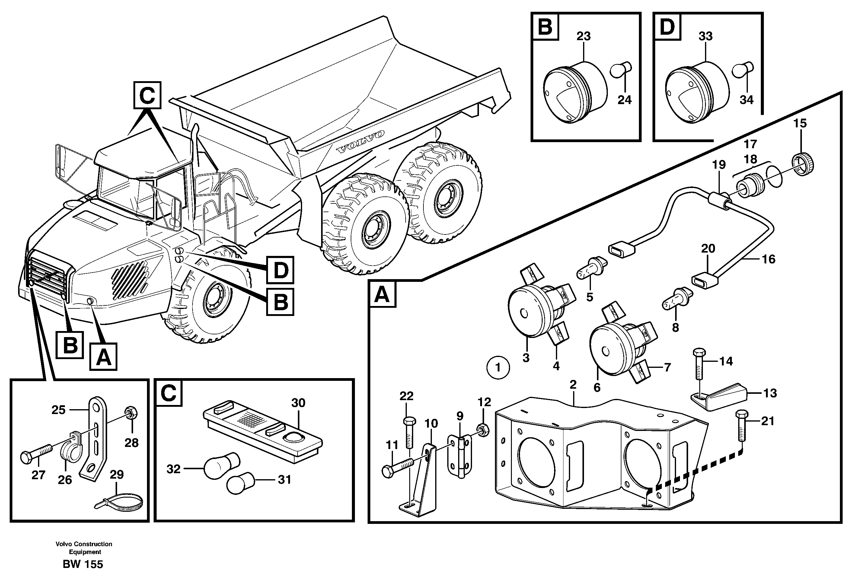Lighting, front — volvo parts diagram