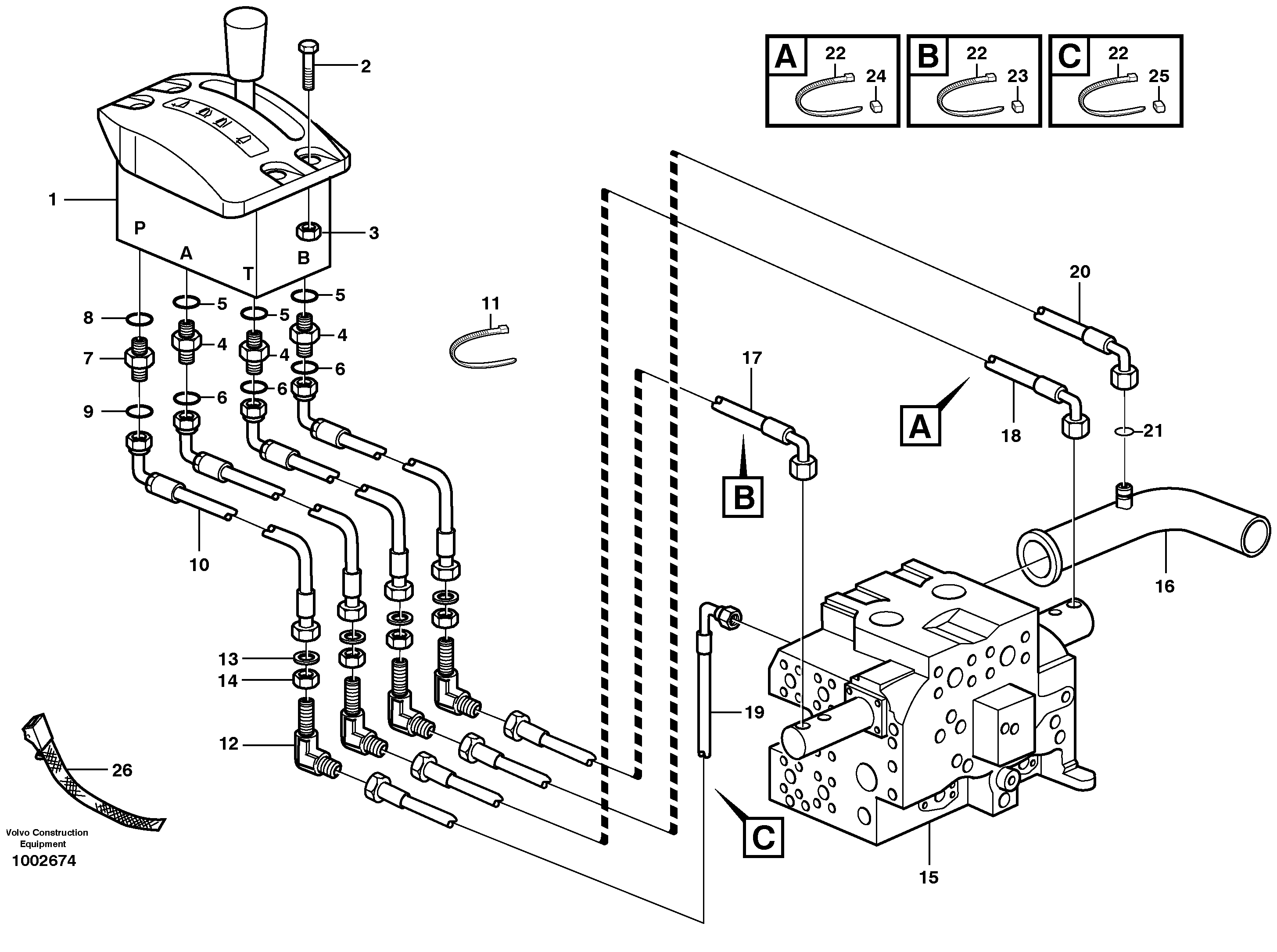 Servo system, tipper control — volvo parts diagram
