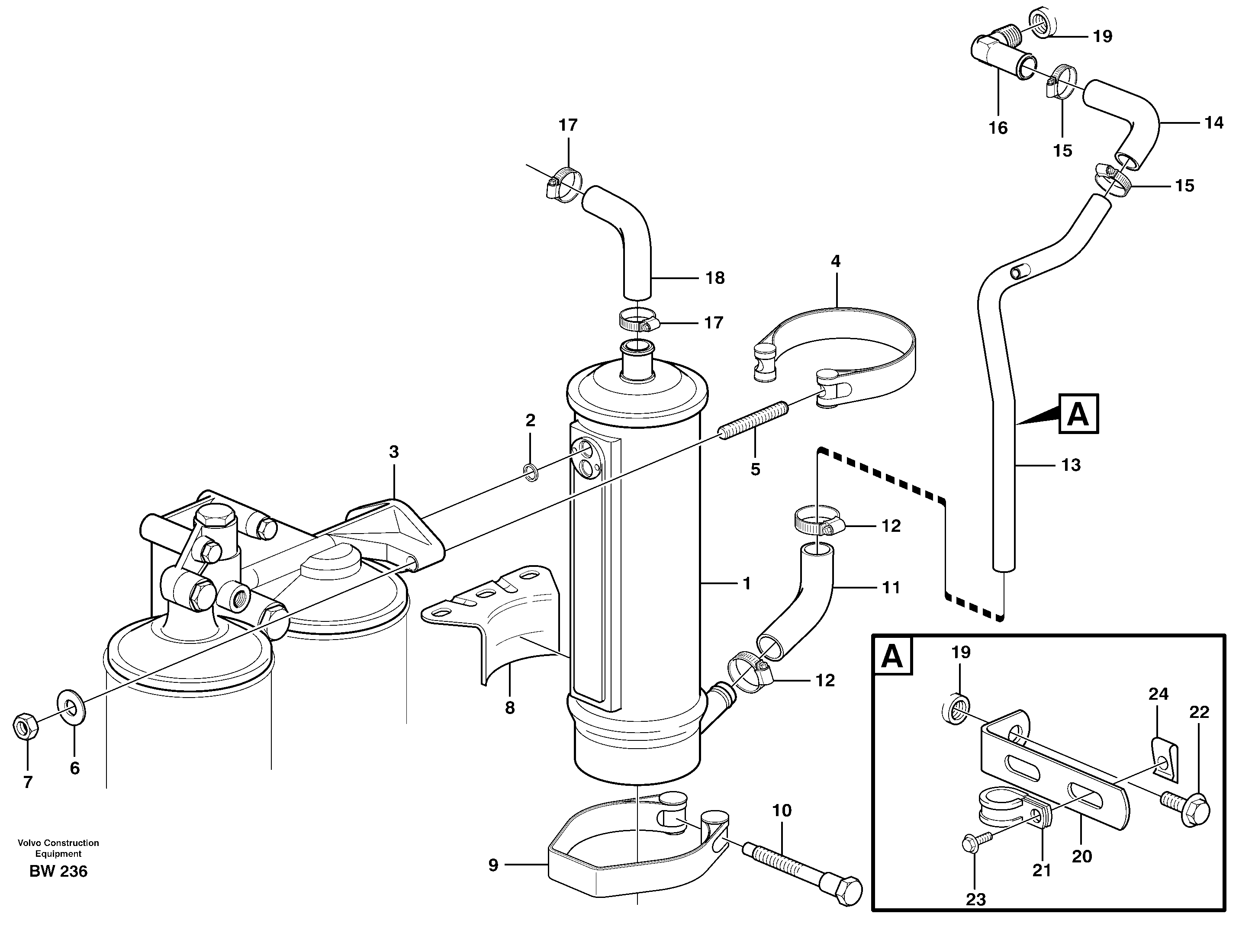 Oil cooler with hoses — volvo parts diagram