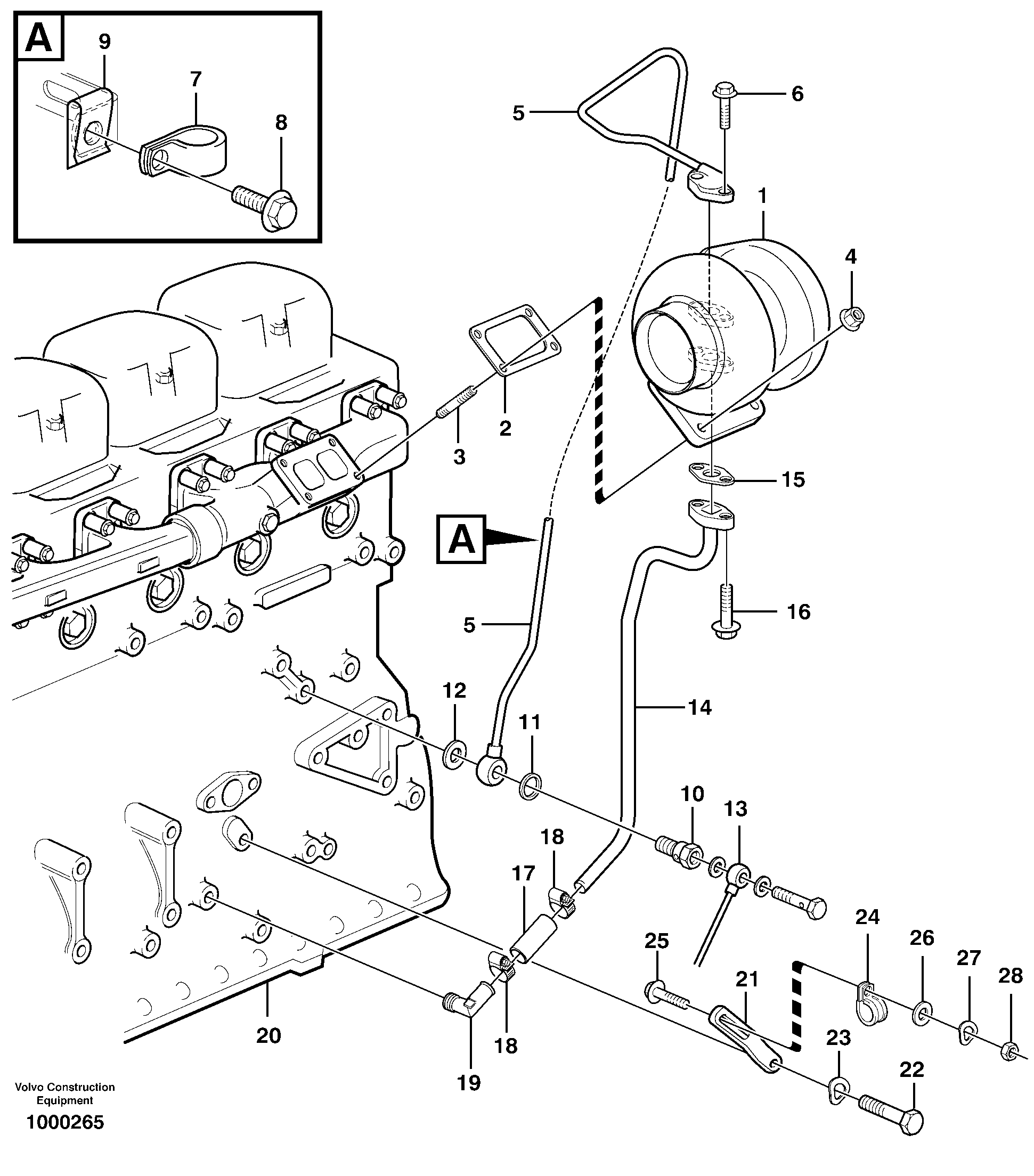 Turbocharger with fitting parts — volvo parts diagram