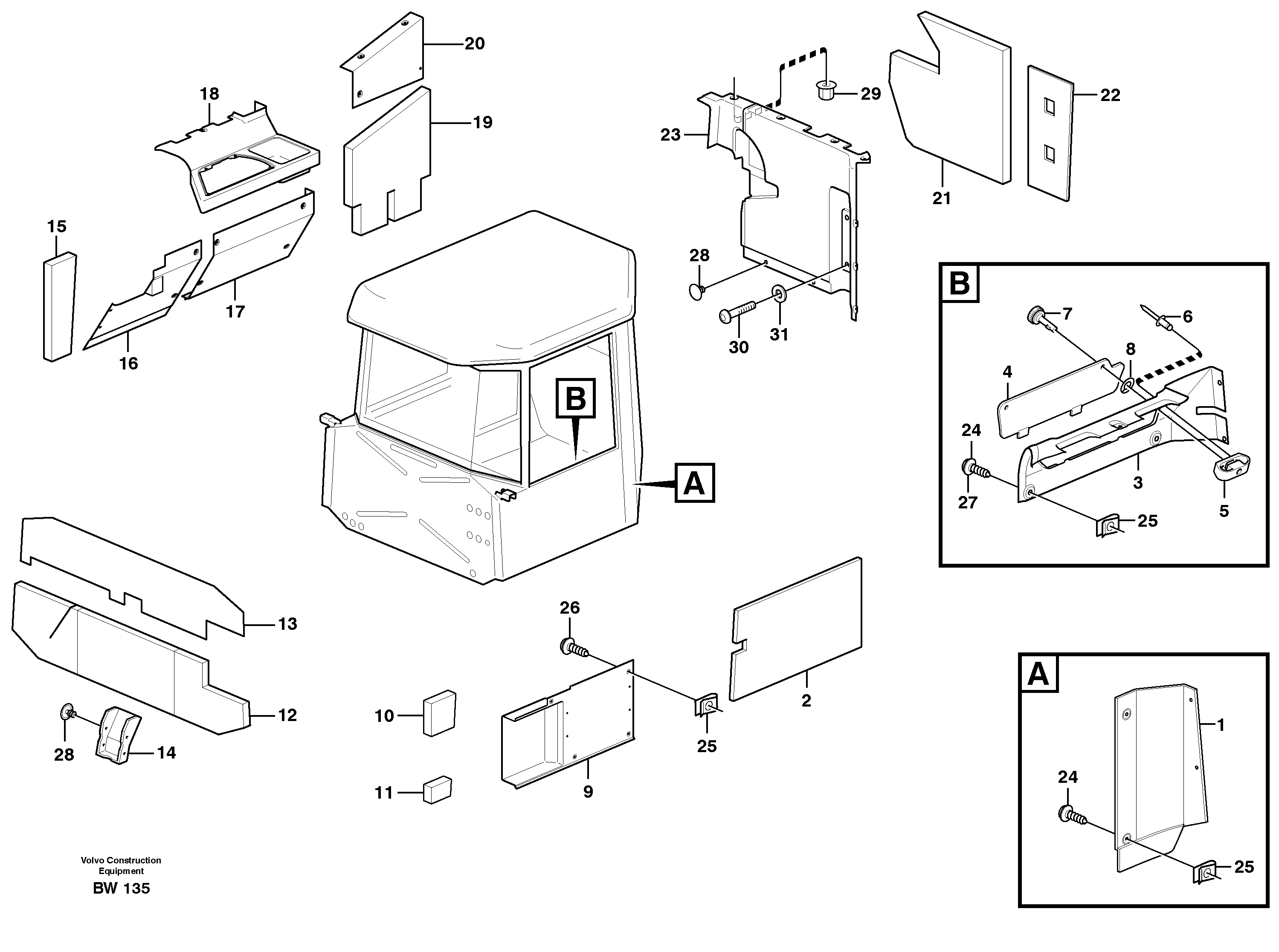 Upholstery and insulation, cab side and climate unit — volvo parts diagram