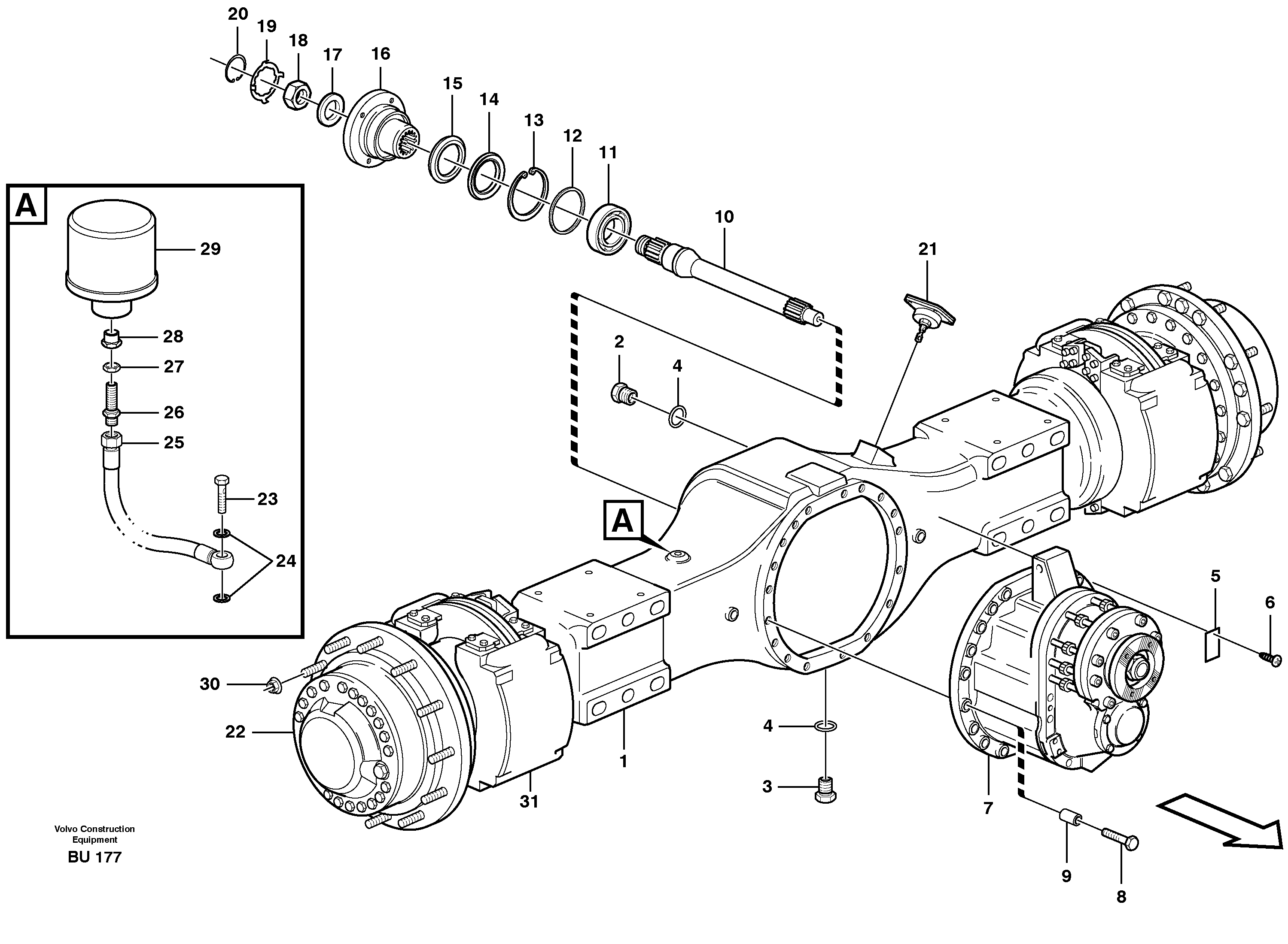 Planetary axle 1, load unit  AH64E PROD NO 23910 — volvo parts diagram