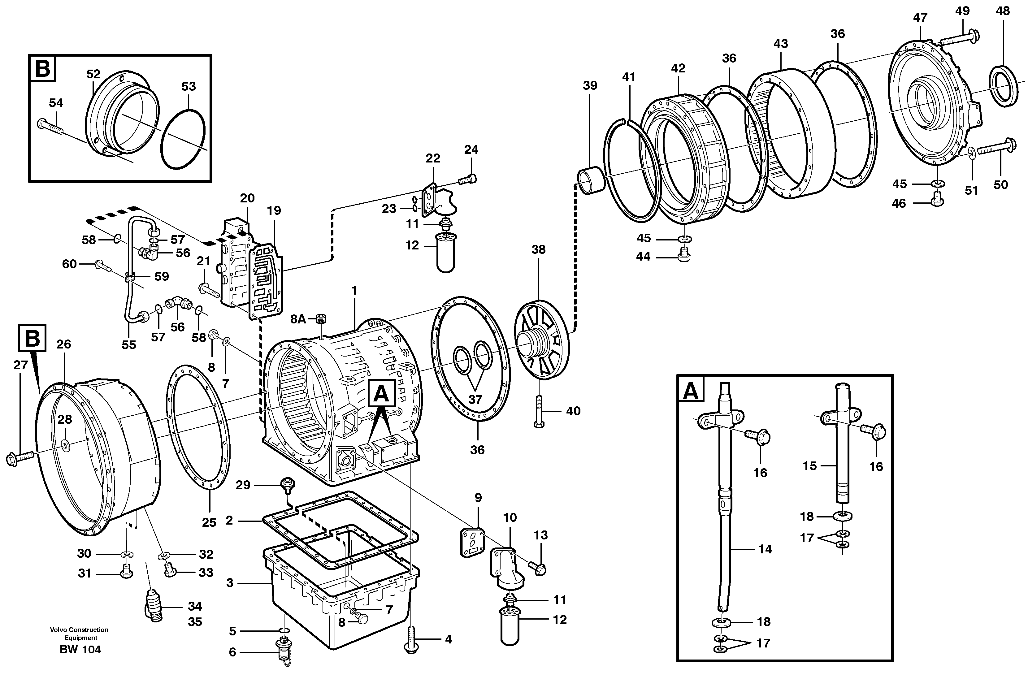 Transmission housing  22518, 22545, 22649 — volvo parts diagram