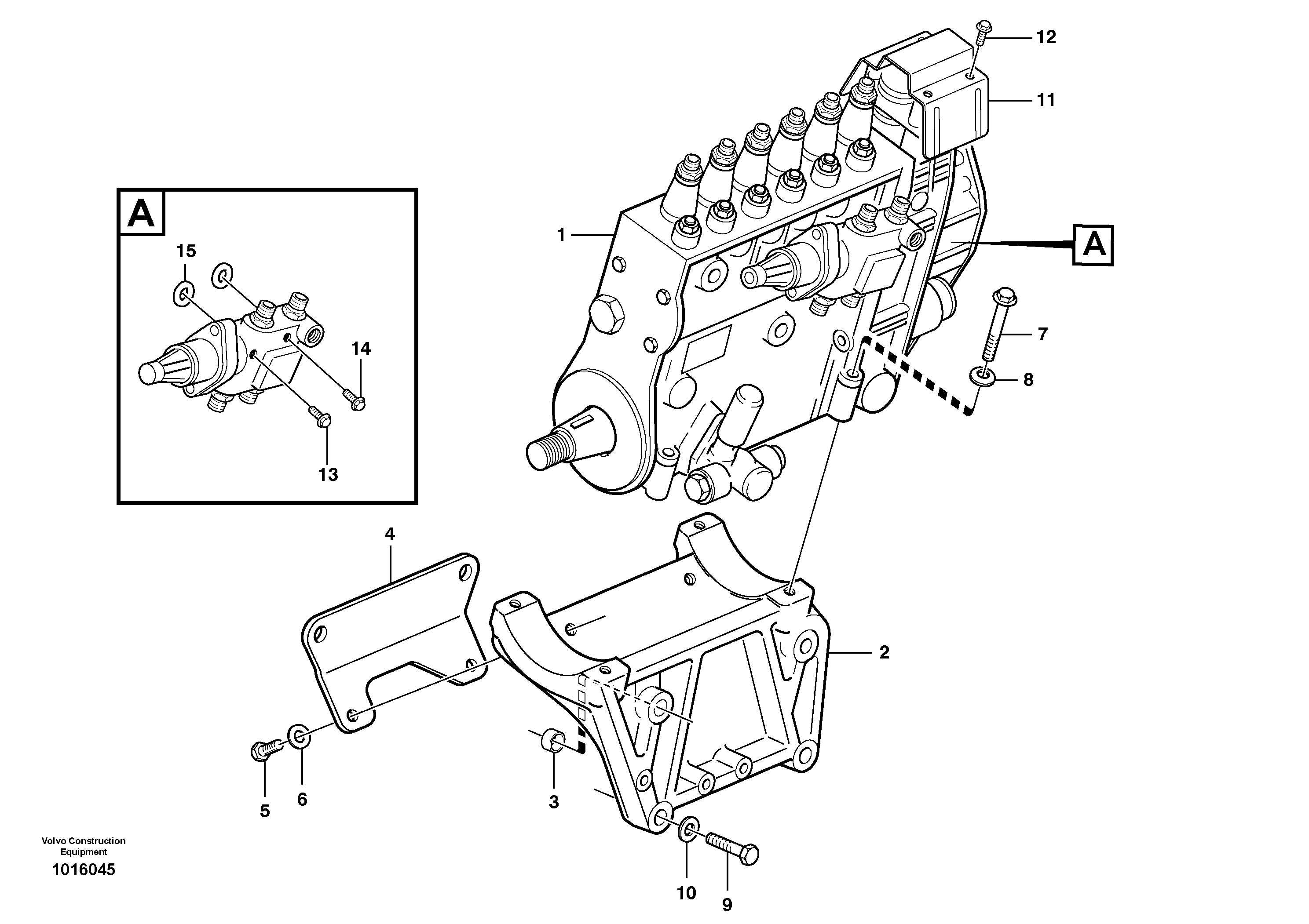 Fuel injection pump with fitting parts — volvo parts diagram
