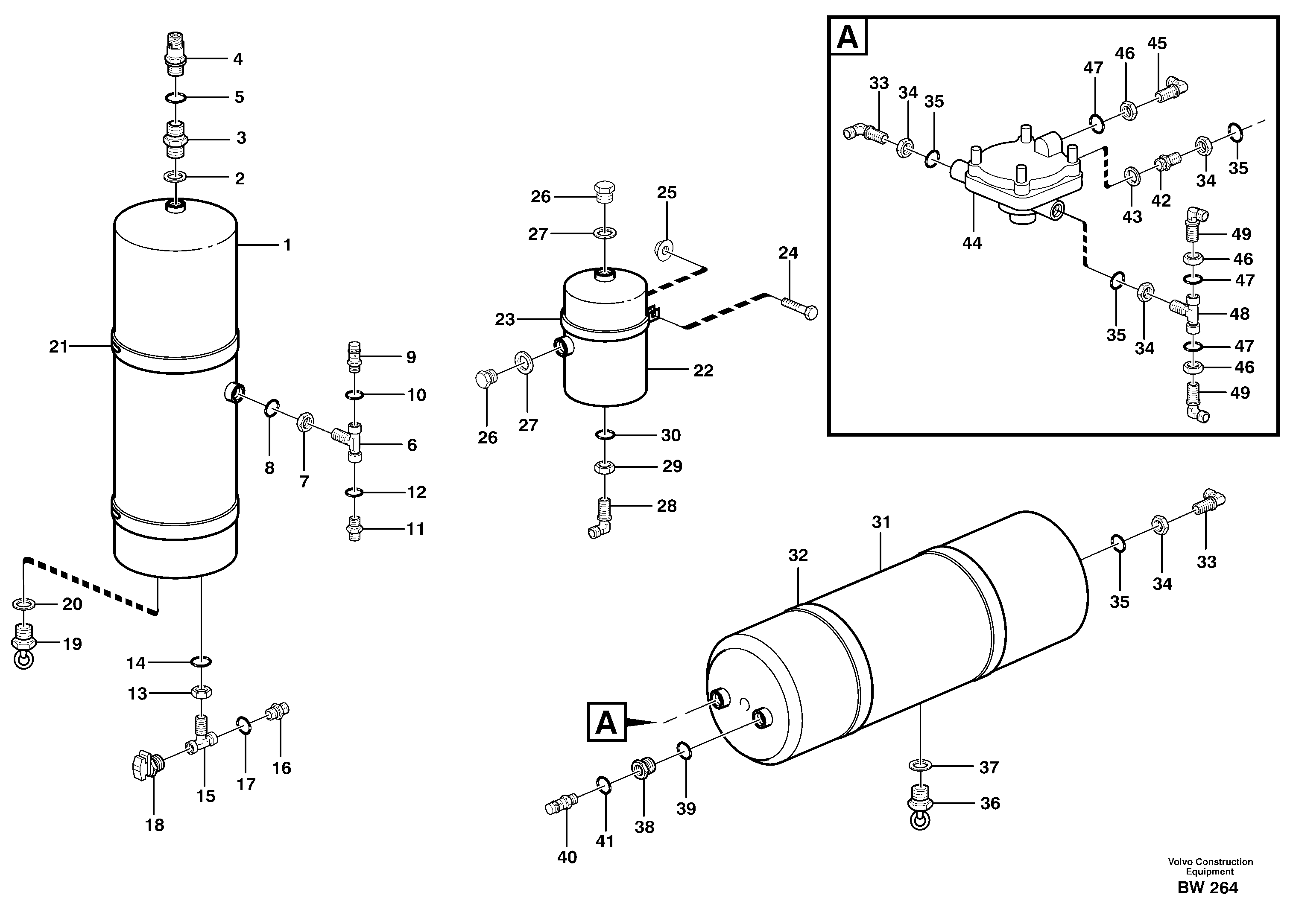 Compressed-air reservoir with fitting parts — volvo parts diagram