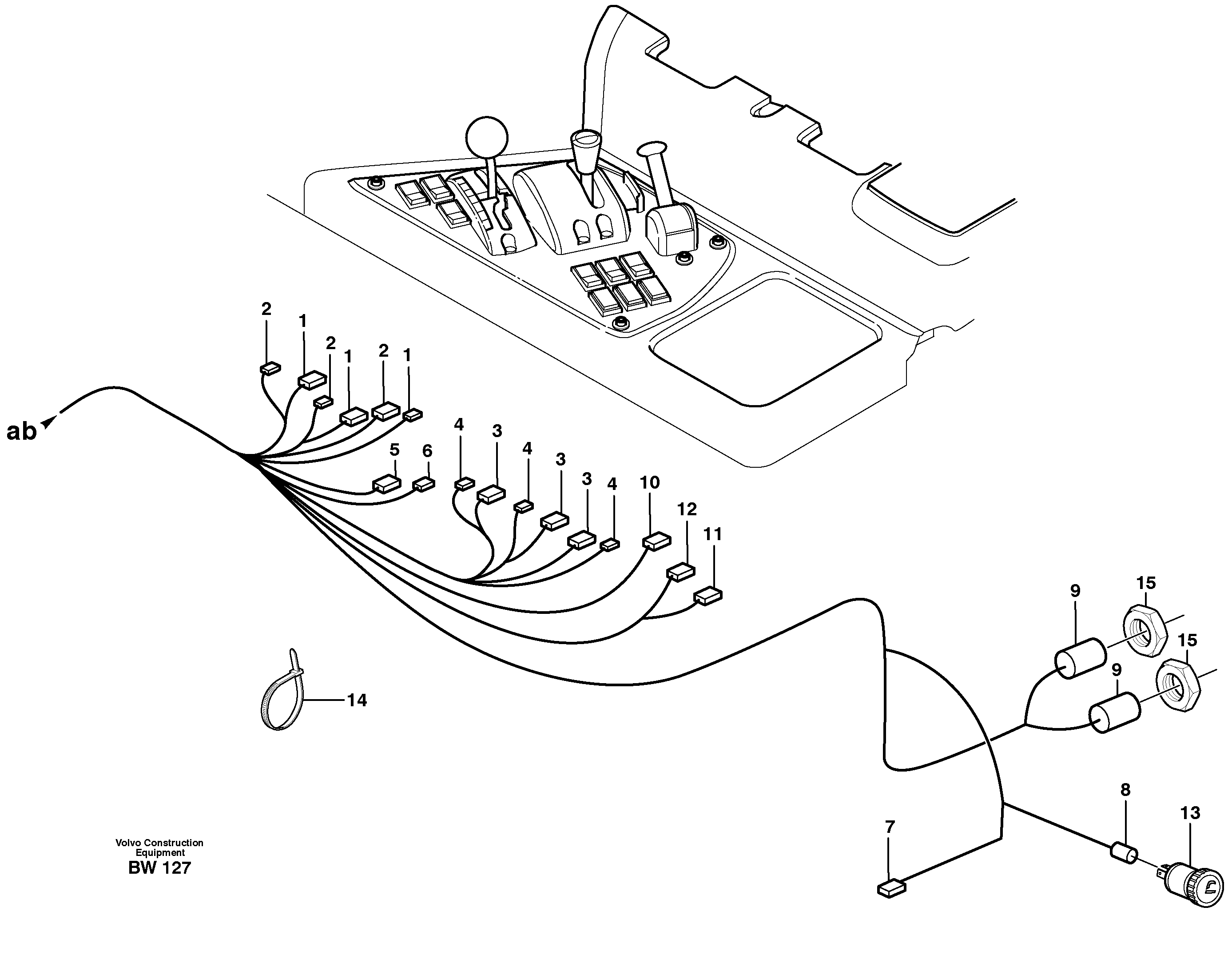 Cable harnesses, control panel — volvo parts diagram