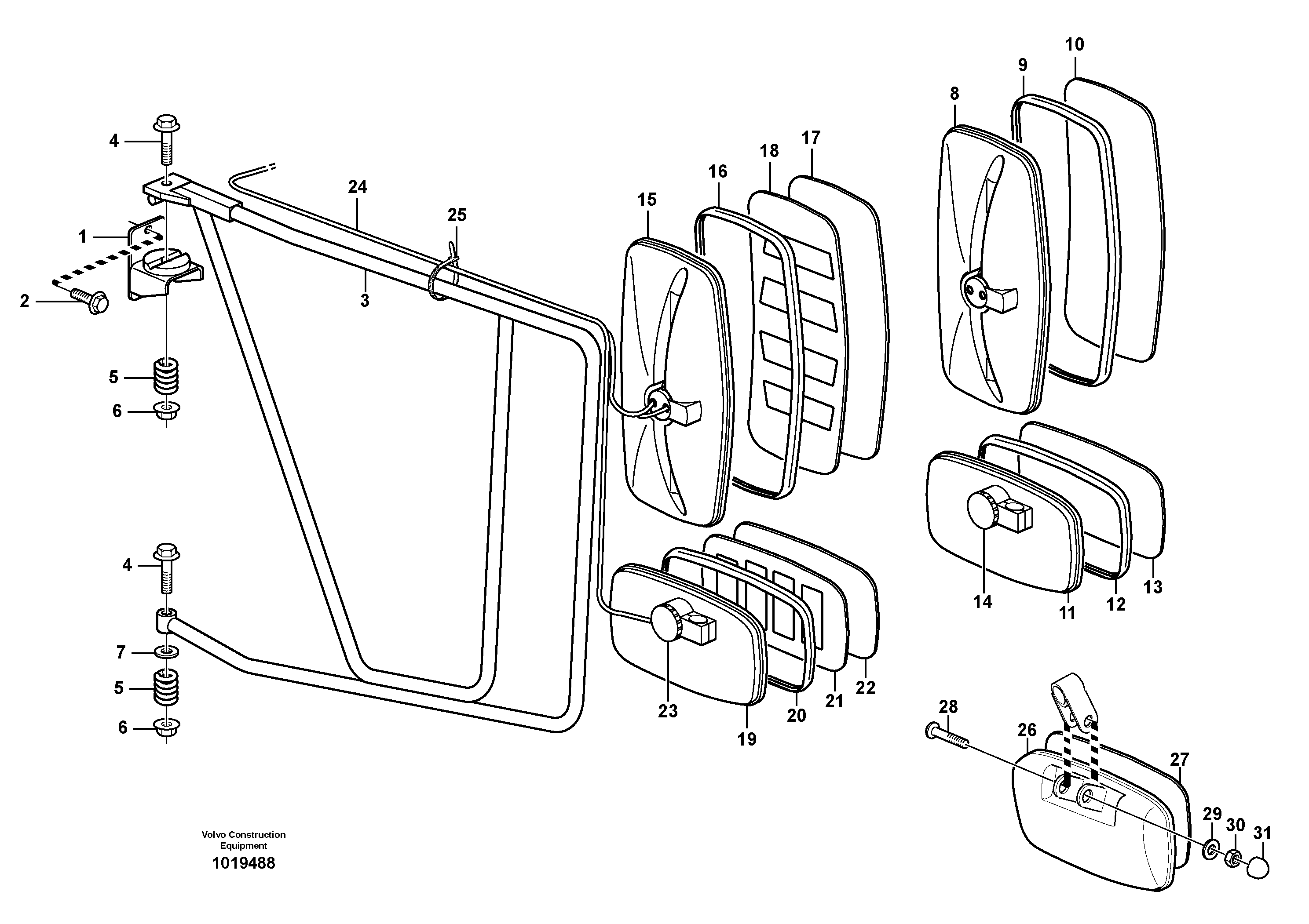 Rear view mirror  CAB - 10737 — volvo parts diagram