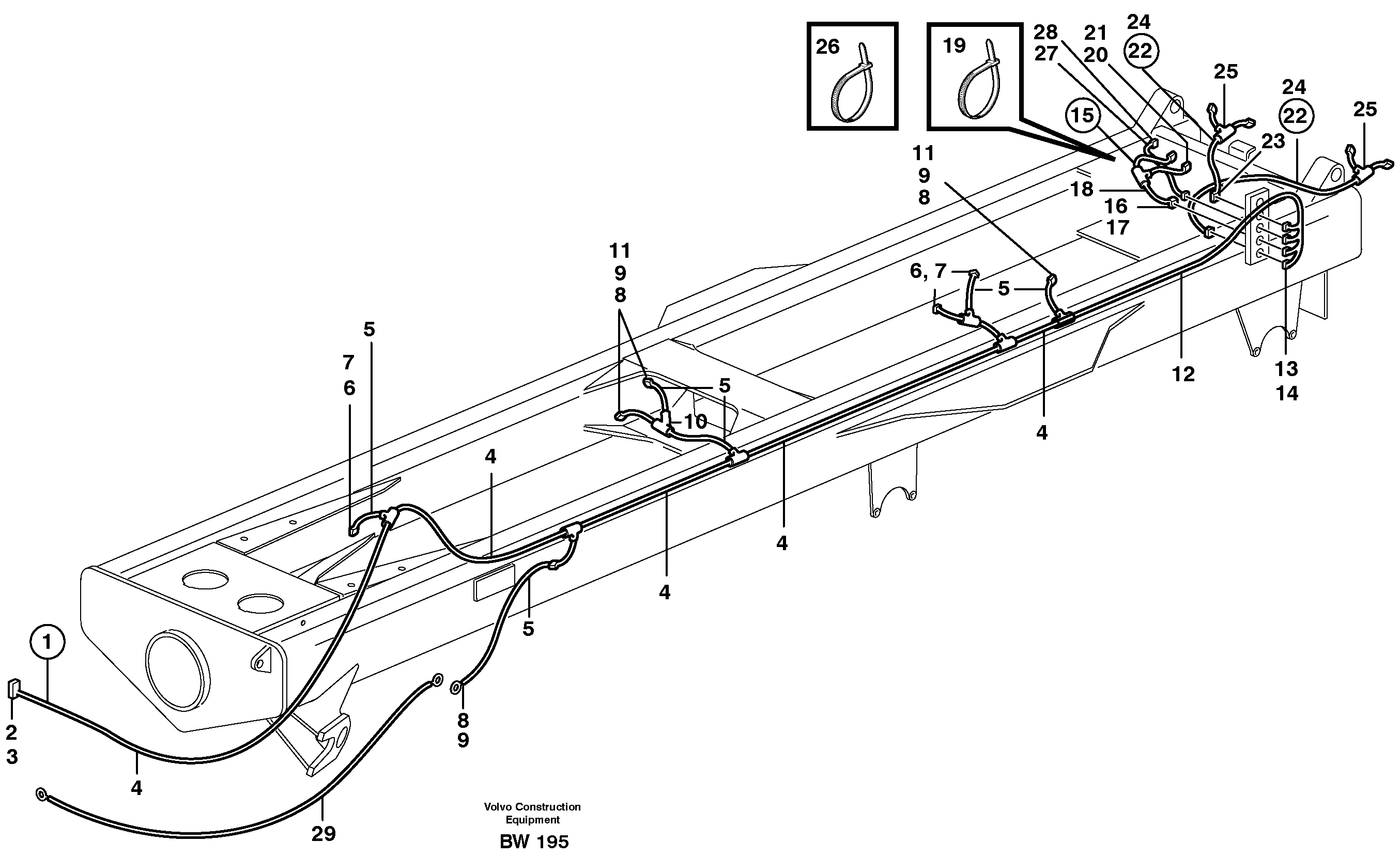 Cable harnesses, rear — volvo parts diagram