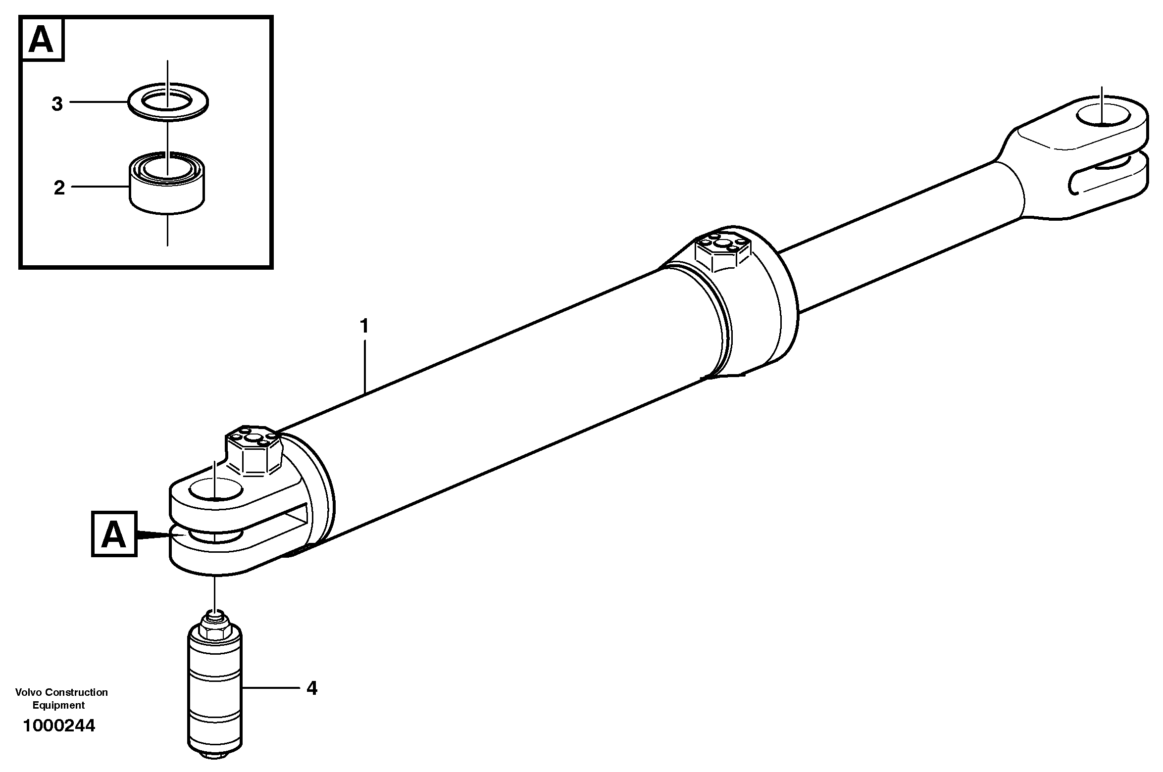 Hydraulic cylinder with fitting parts — volvo parts diagram